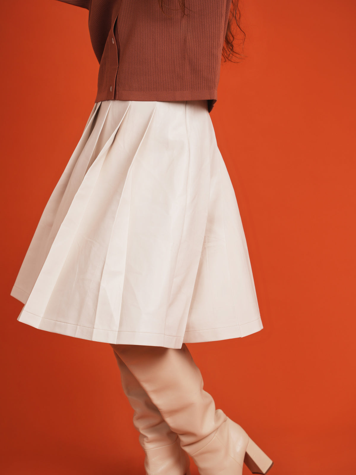 Leather Knife Pleats Skirt in by Aspect