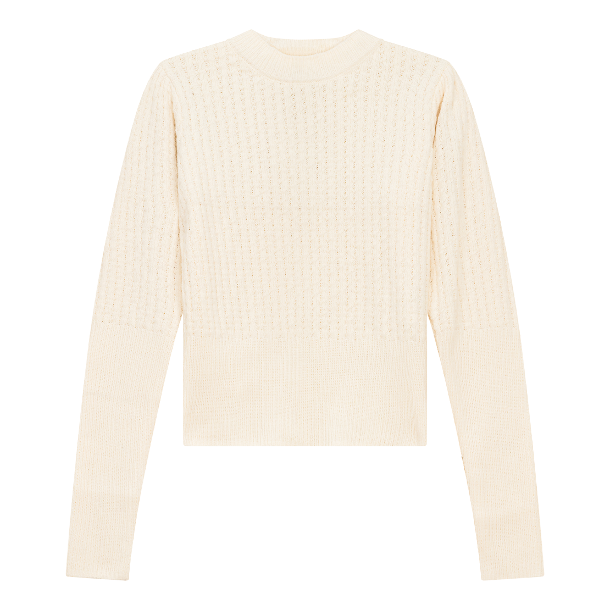 Textured Knit Crop Top in Cream by Aspect