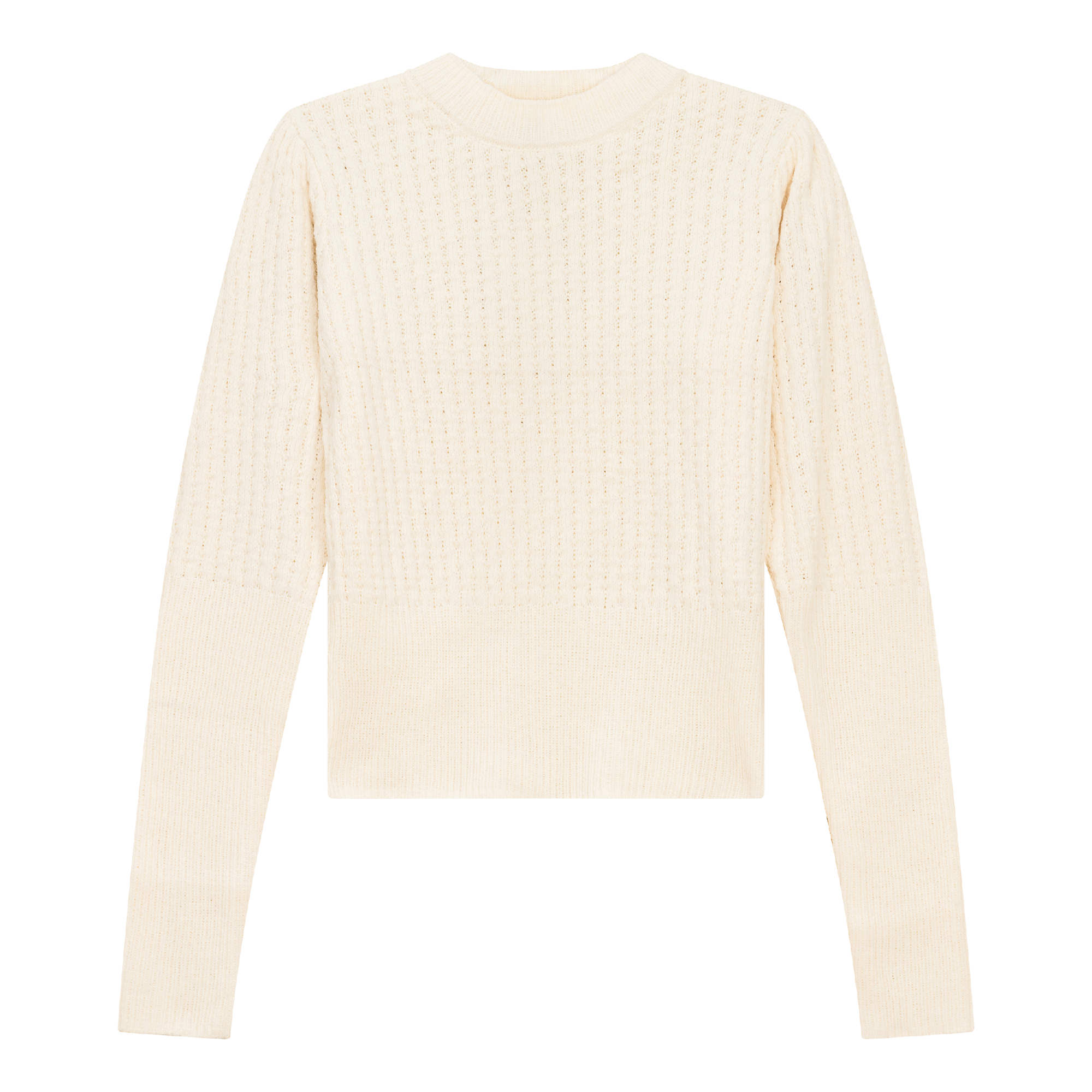 Textured Knit Crop Top in Cream by Aspect