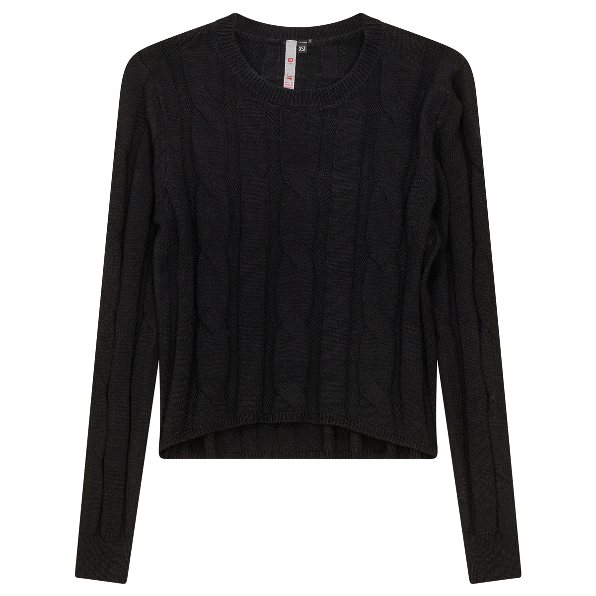 Cable Knit Crop Top in Black by Ginger
