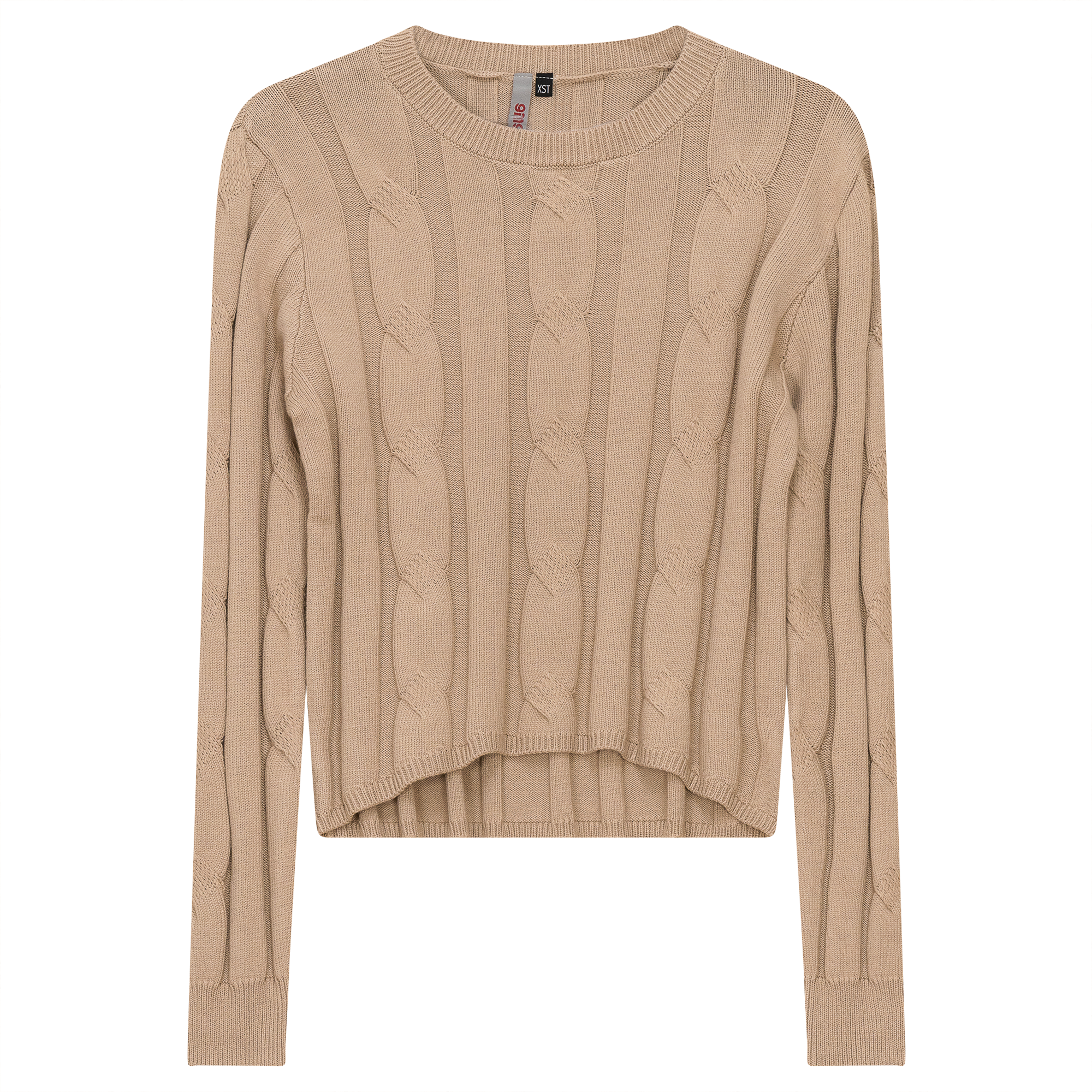 Cable Knit Crop Top in Dark Sand by Ginger