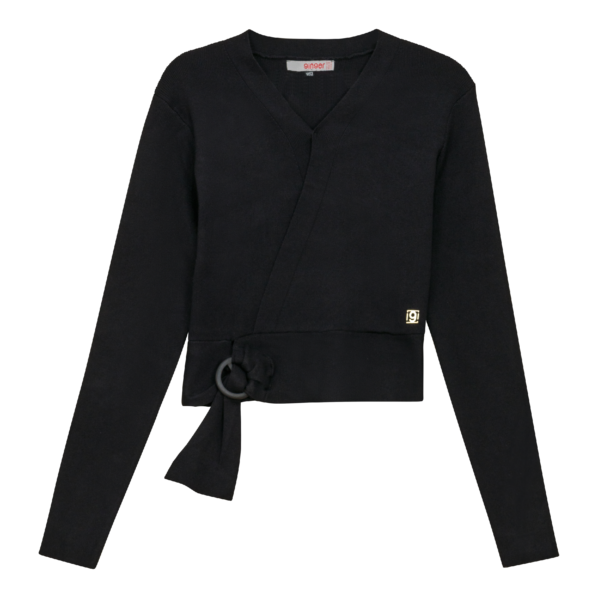 Knitted Wrap Top in Black by Ginger