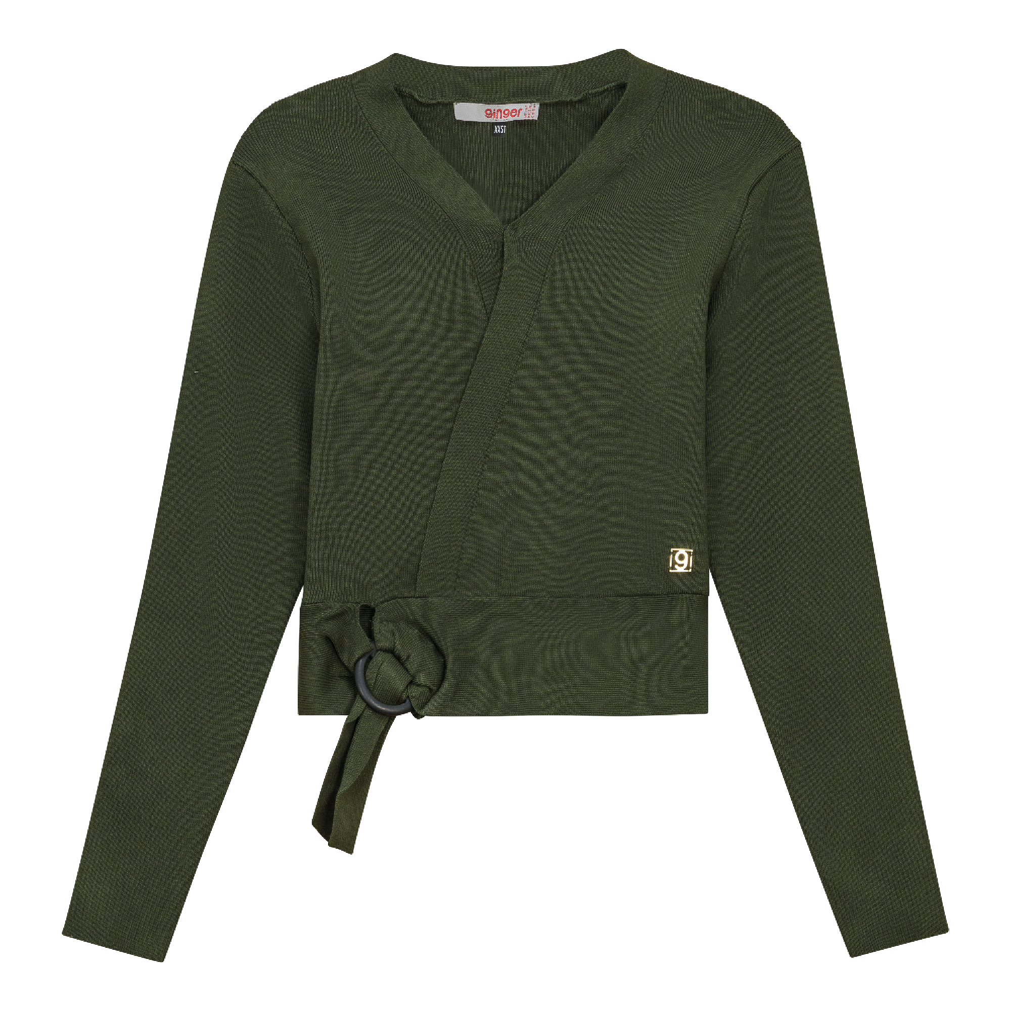 Knitted Wrap Top in Olive by Ginger