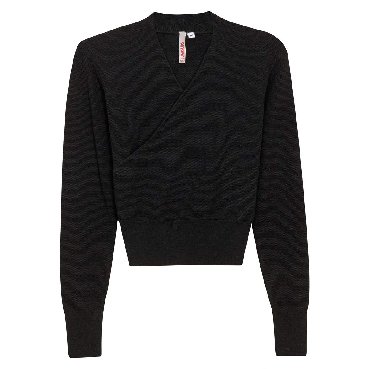 Textured Knit Wrap Top in Black by Ginger