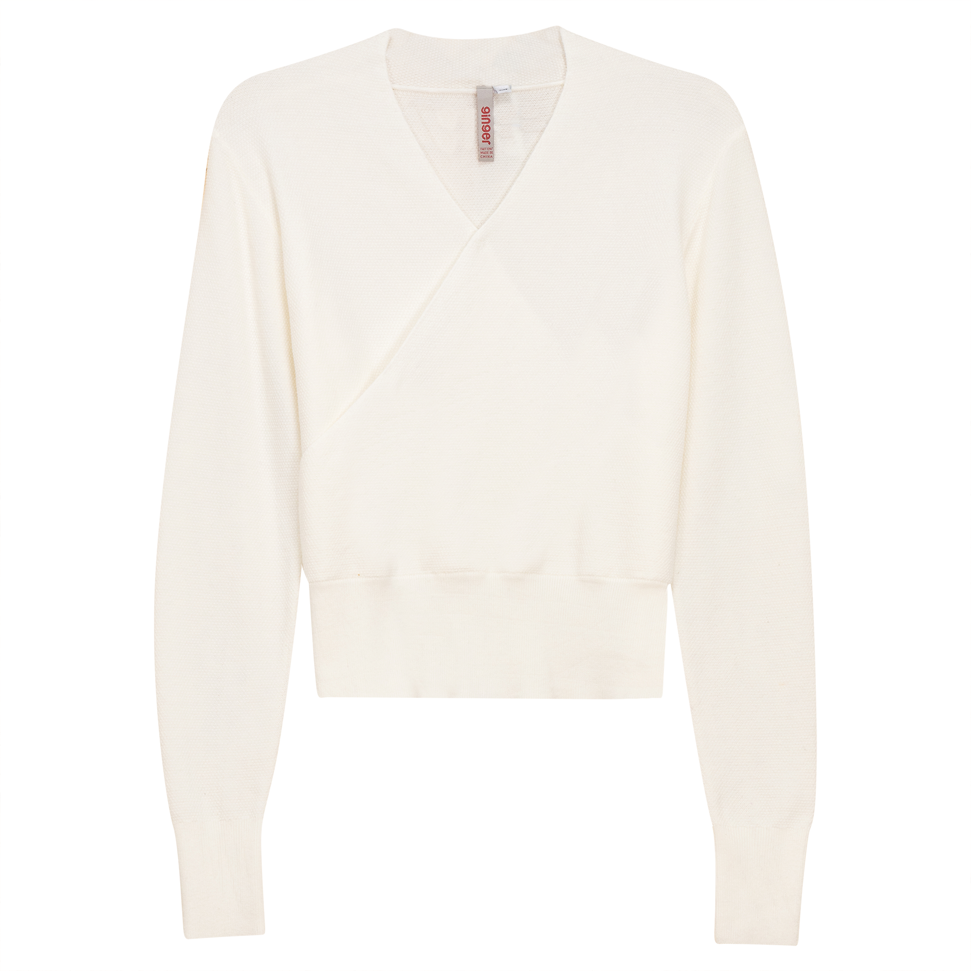 Textured Knit Wrap Top in Cream by Ginger