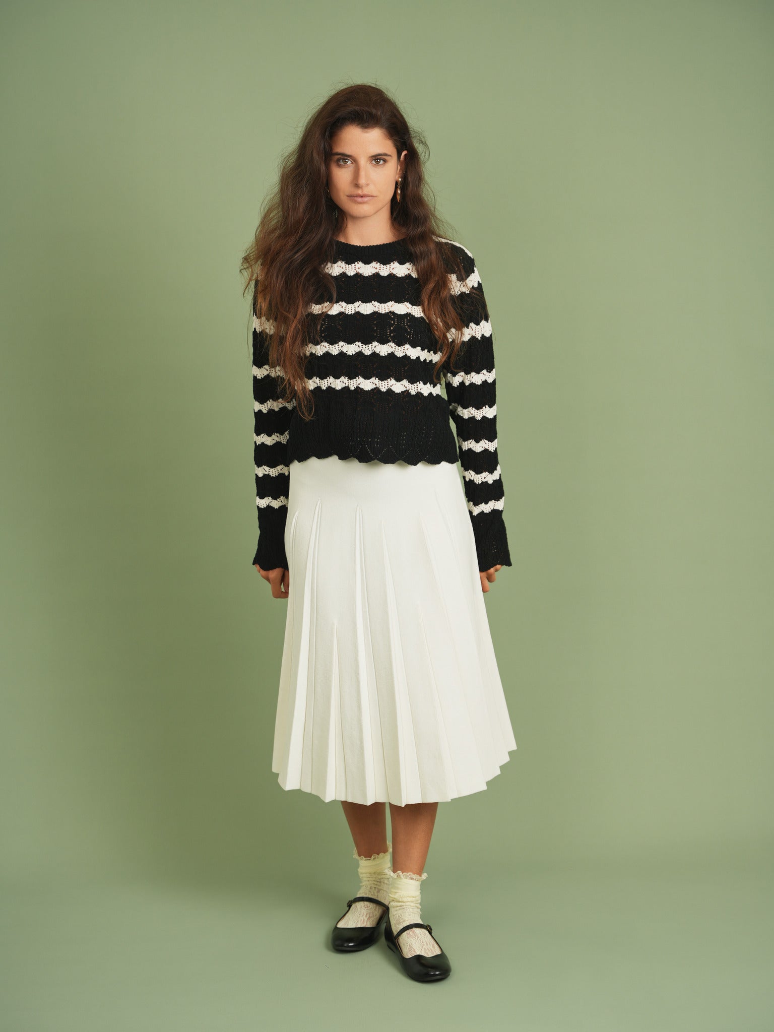 Cable Knit Lace Top in by Ginger