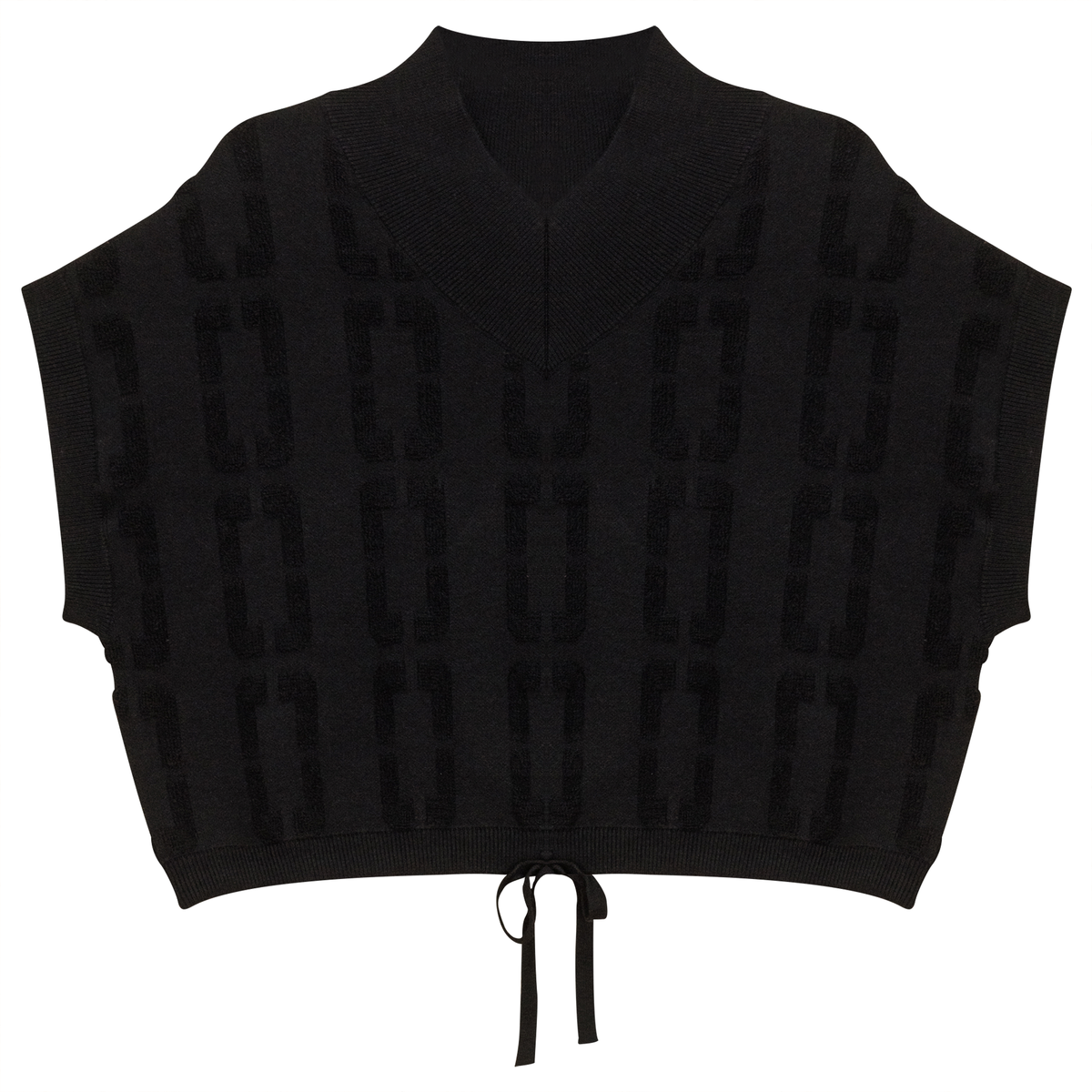 Chain Jacquard Knit Crop Vest in Black by Ginger
