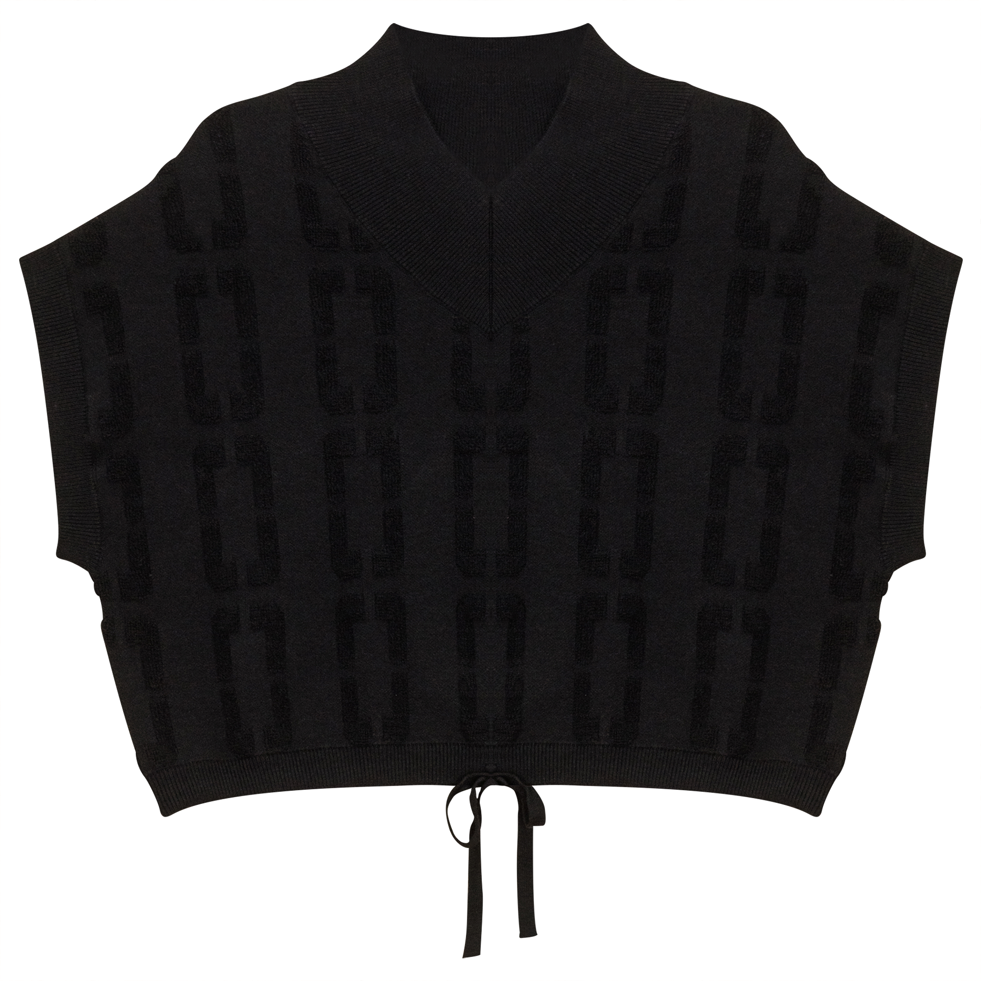 Chain Jacquard Knit Crop Vest in Black by Ginger