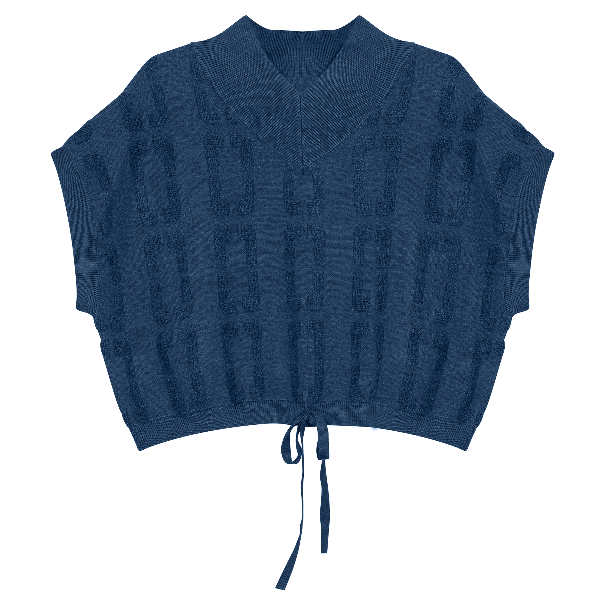 Chain Jacquard Knit Crop Vest in Insignia Blue by Ginger