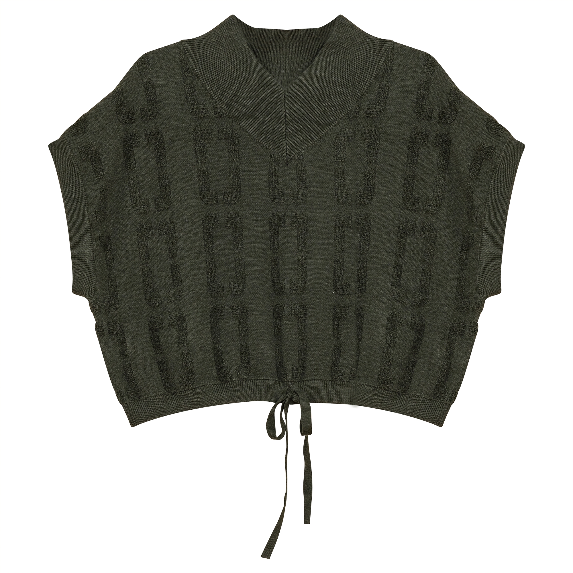Chain Jacquard Knit Crop Vest in Olive by Ginger