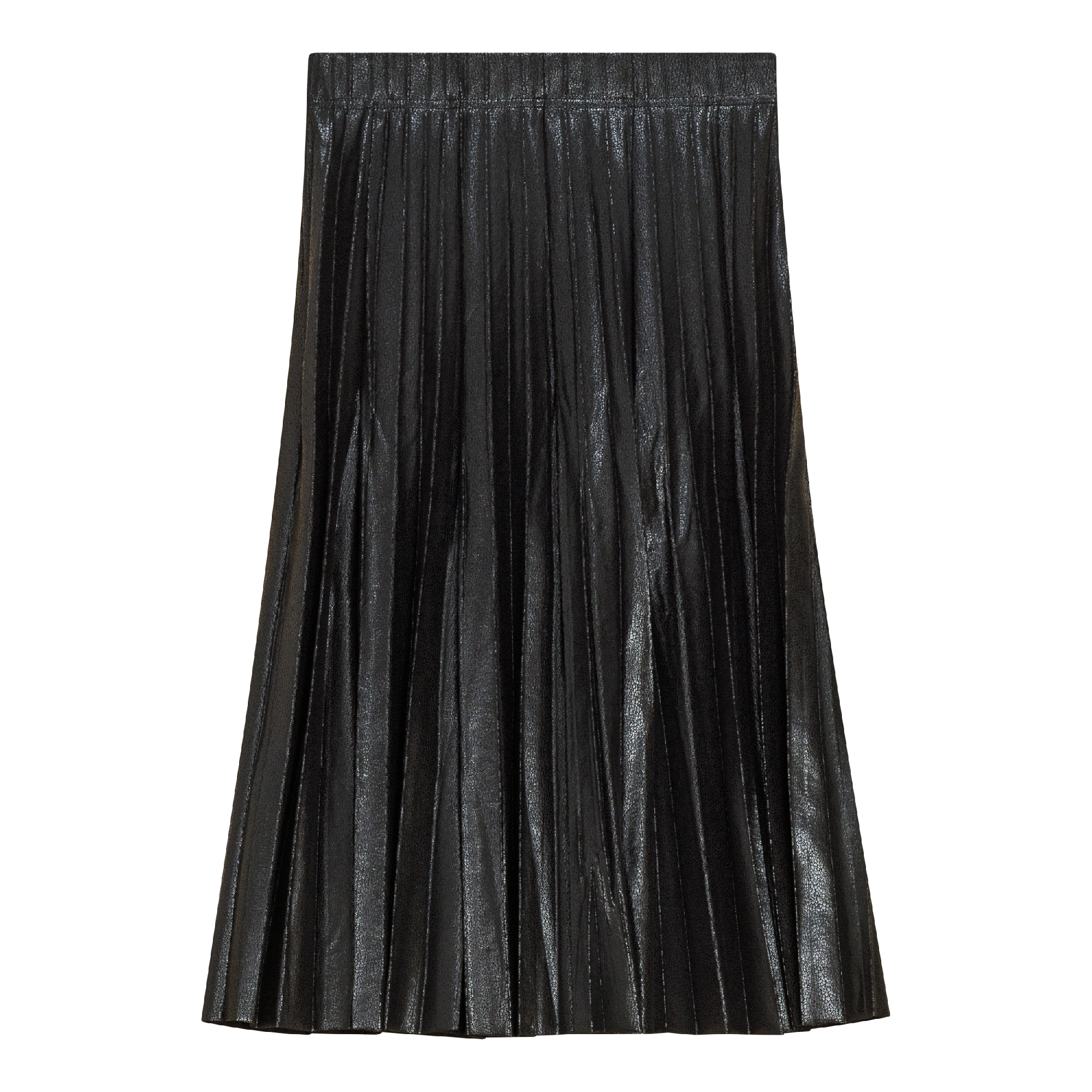 Leather Crinkle Pleated Skirt in Black by Aspect