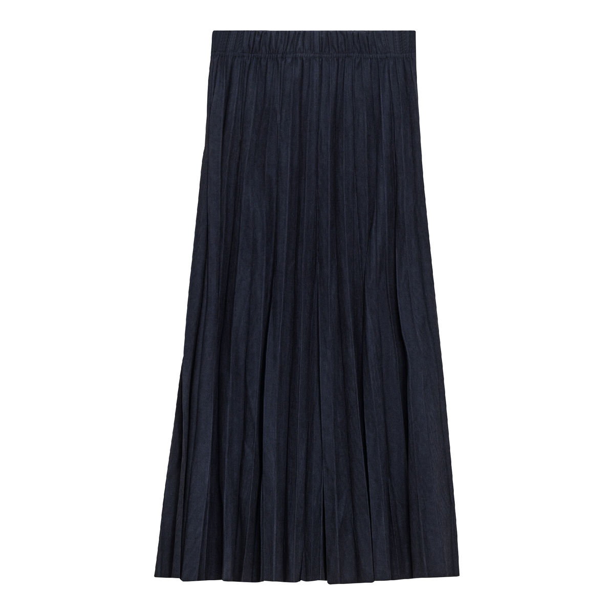 Corduroy Crinkle Pleated Midi Skirt in Dark Navy by Aspect