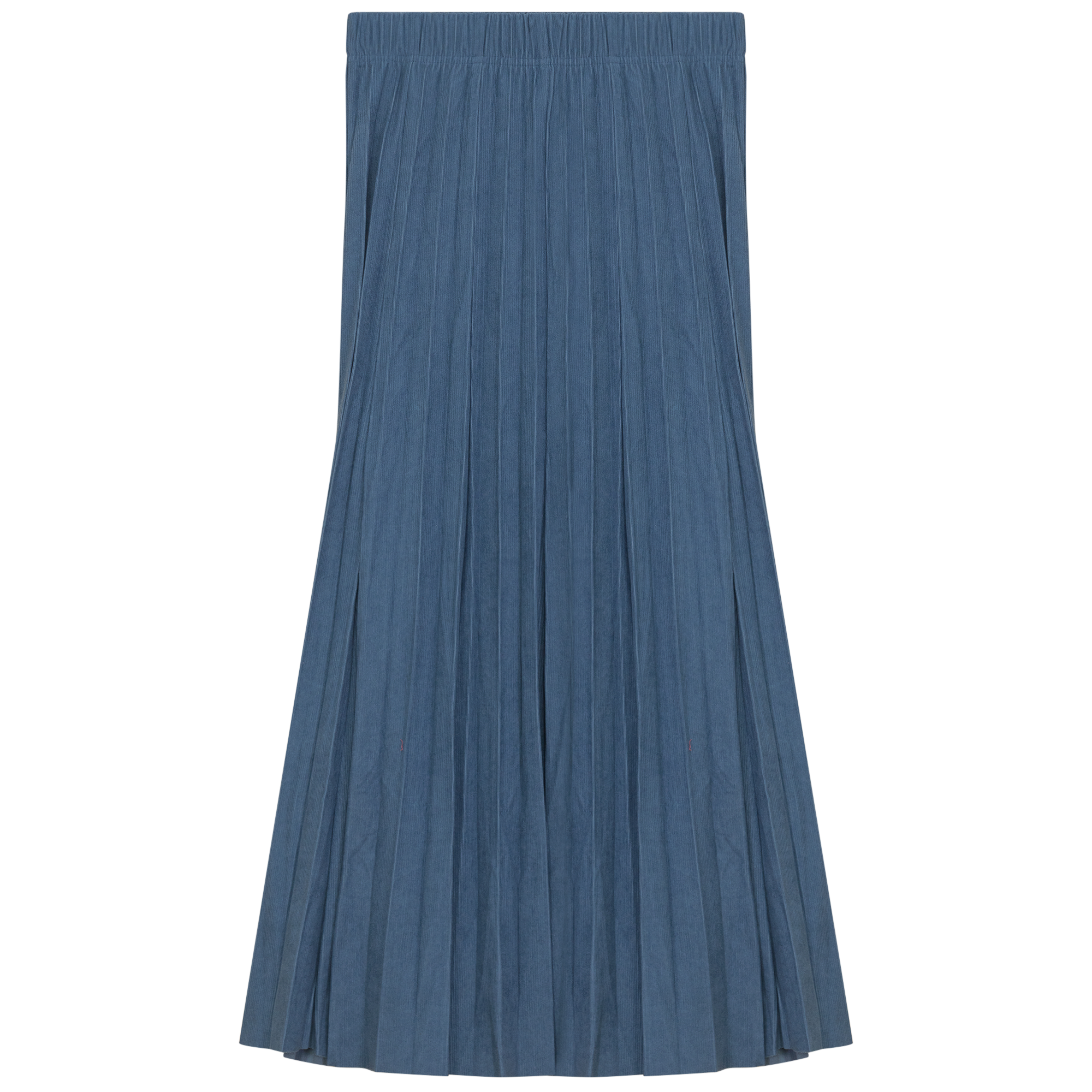 Corduroy Crinkle Pleated Midi Skirt in Light Denim by Aspect