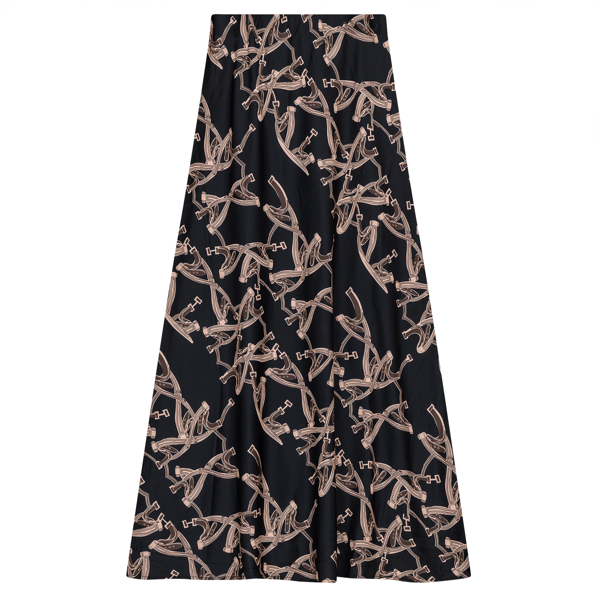Woven Printed Maxi Skirt in Black Coffee by Ginger