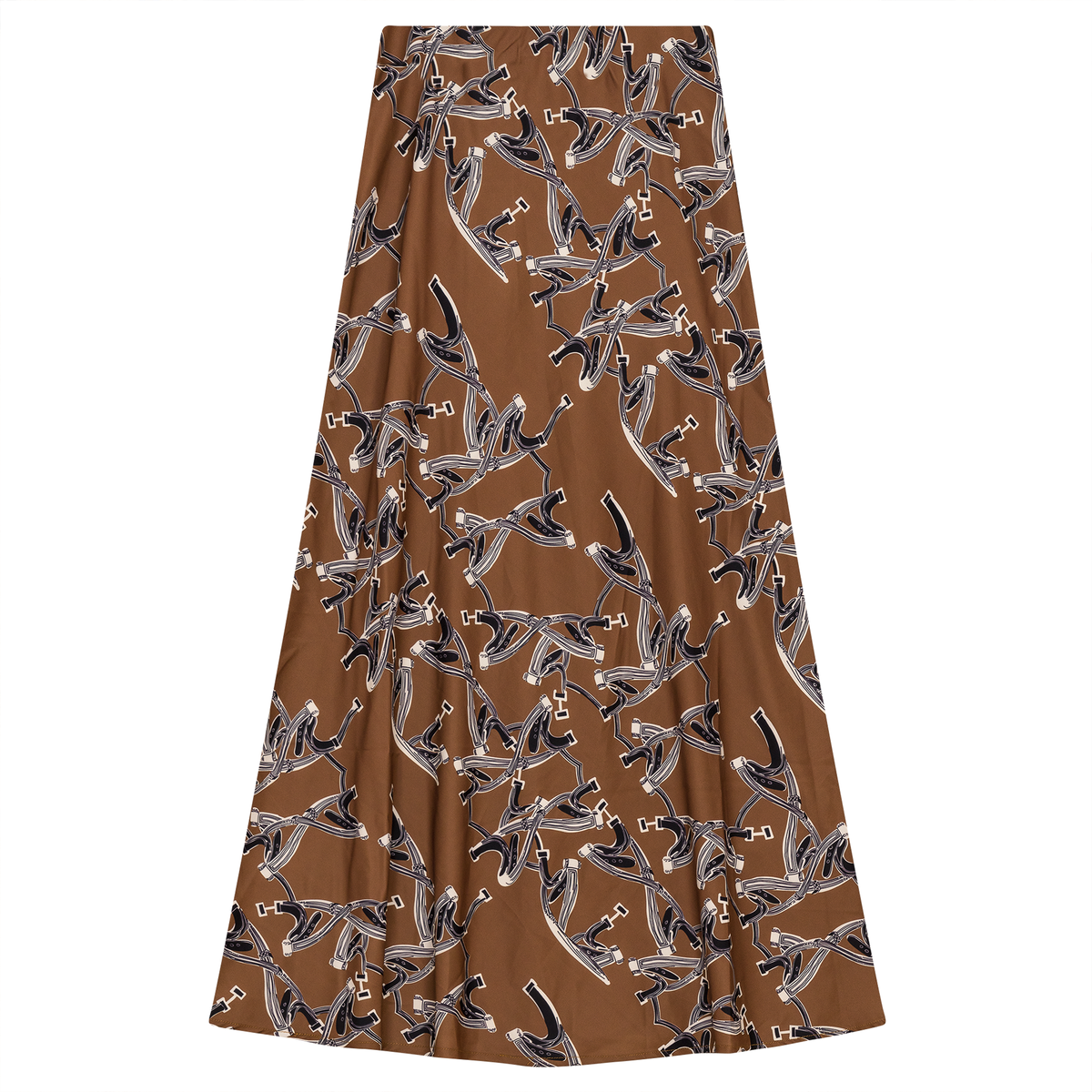 Woven Printed Maxi Skirt in Camel Cream by Ginger