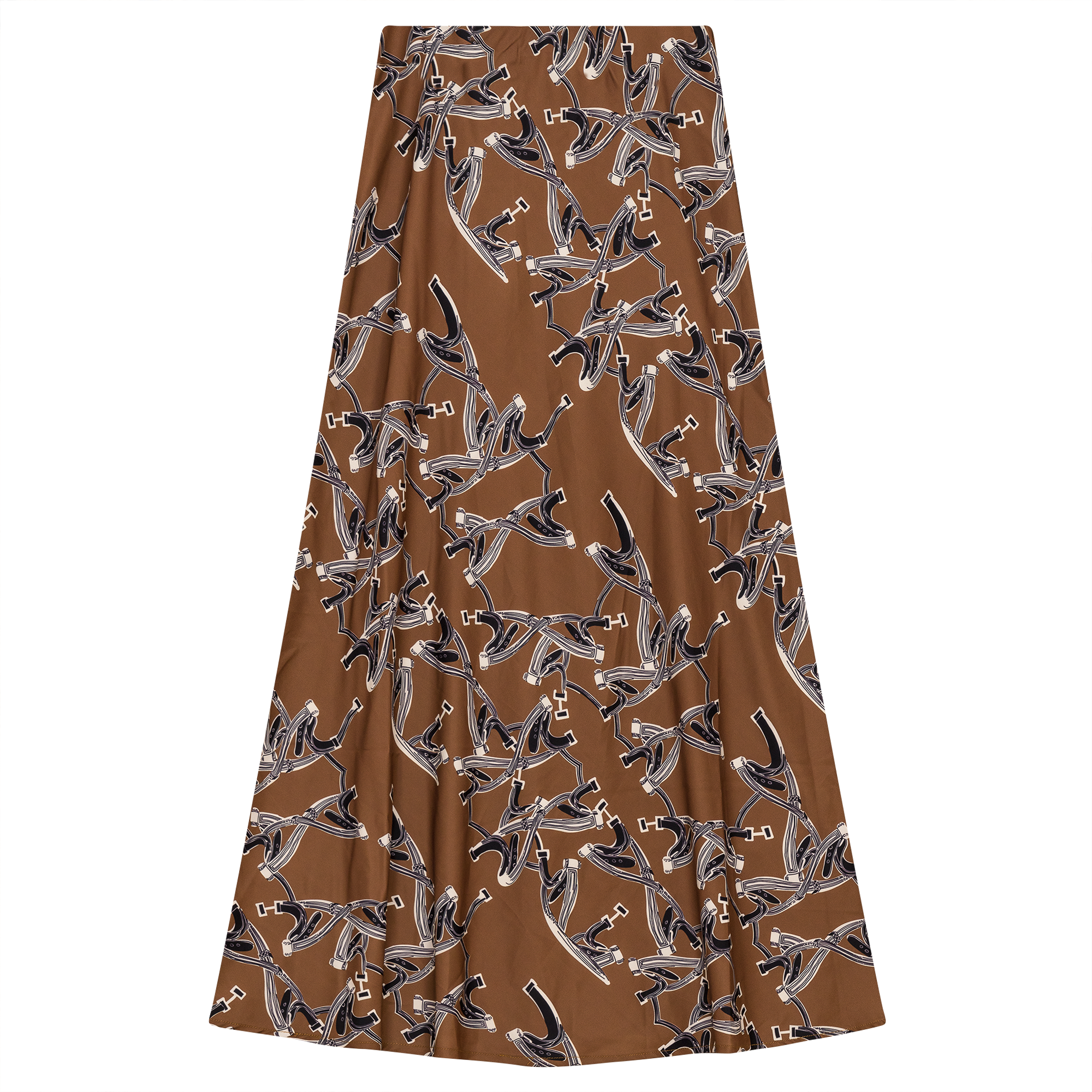 Woven Printed Maxi Skirt in Camel Cream by Ginger