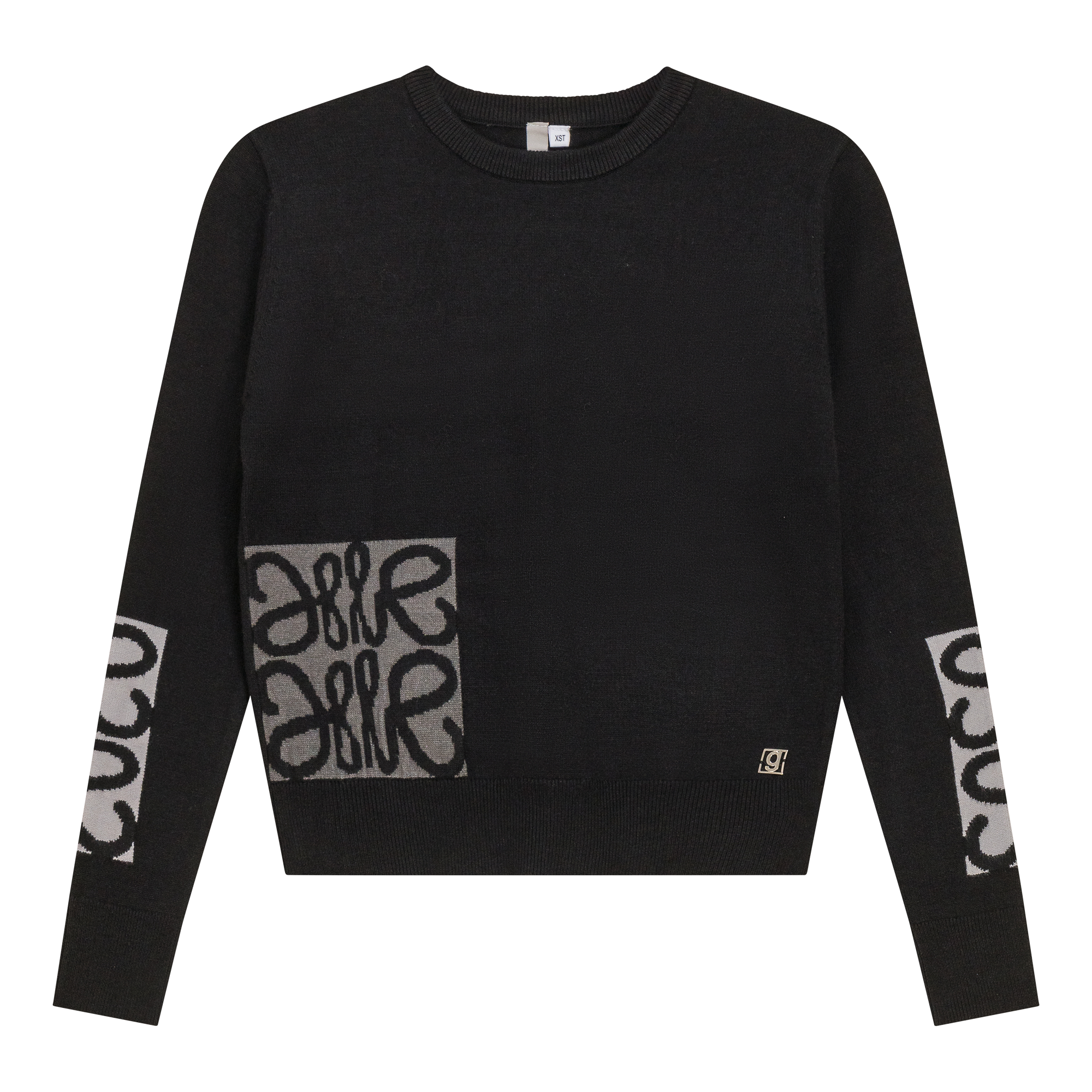 Knit Printed Sweater in Black by Ginger