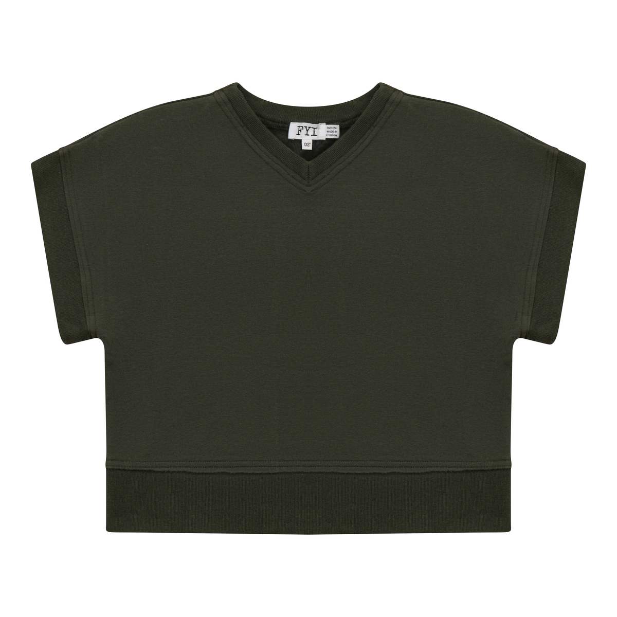 V-Neck Crop Vest in Olive by FYI