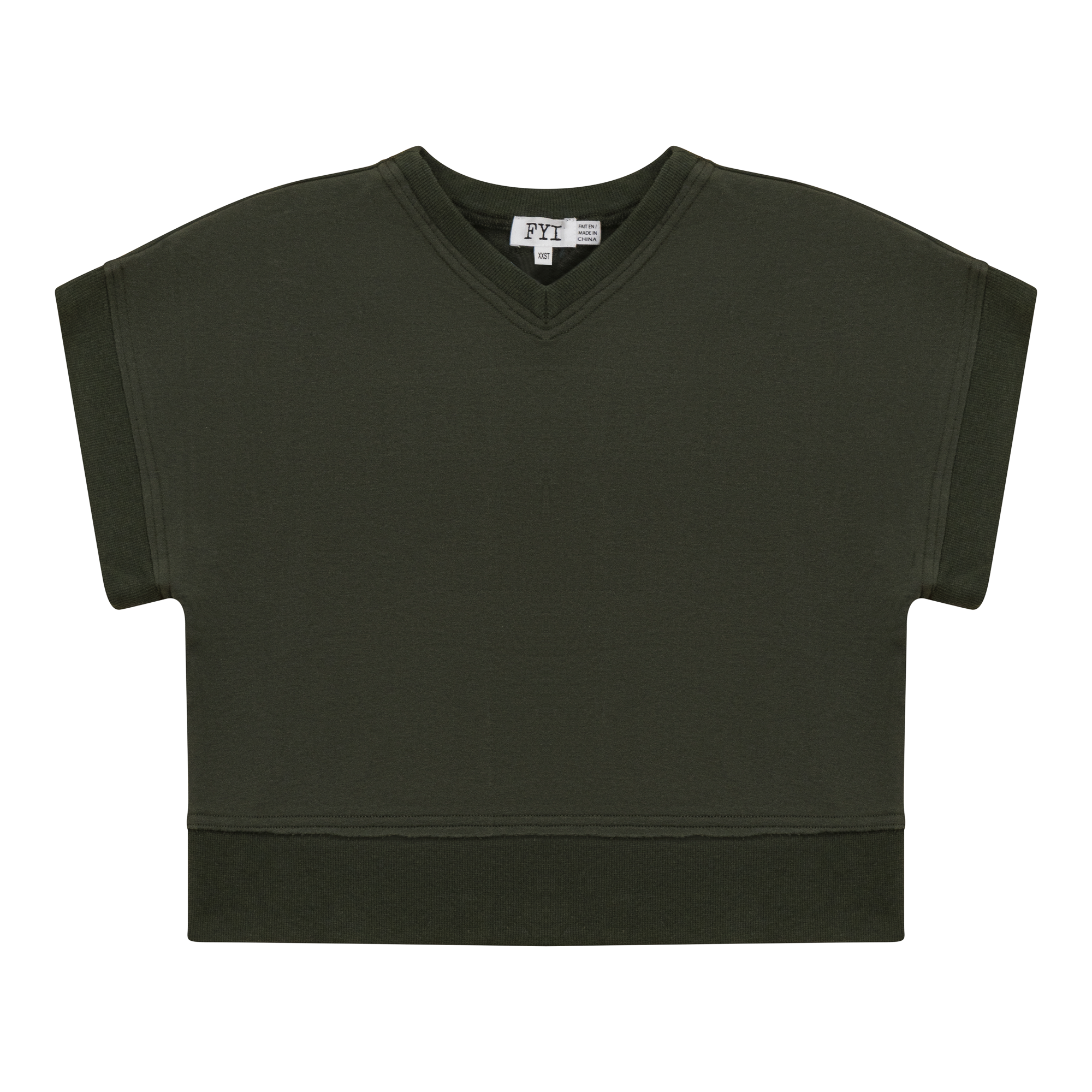 V-Neck Crop Vest in Olive by FYI