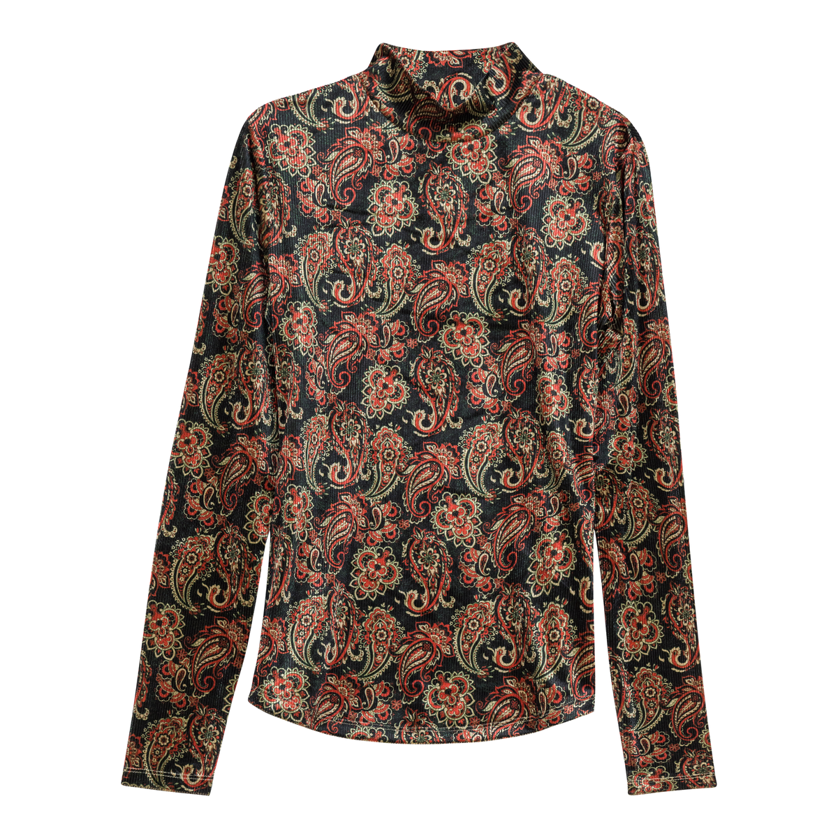 Paisley Stretch Knit Top in Black by Aspect