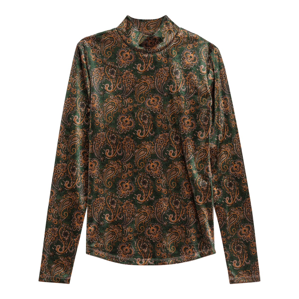 Paisley Stretch Knit Top in Green by Aspect