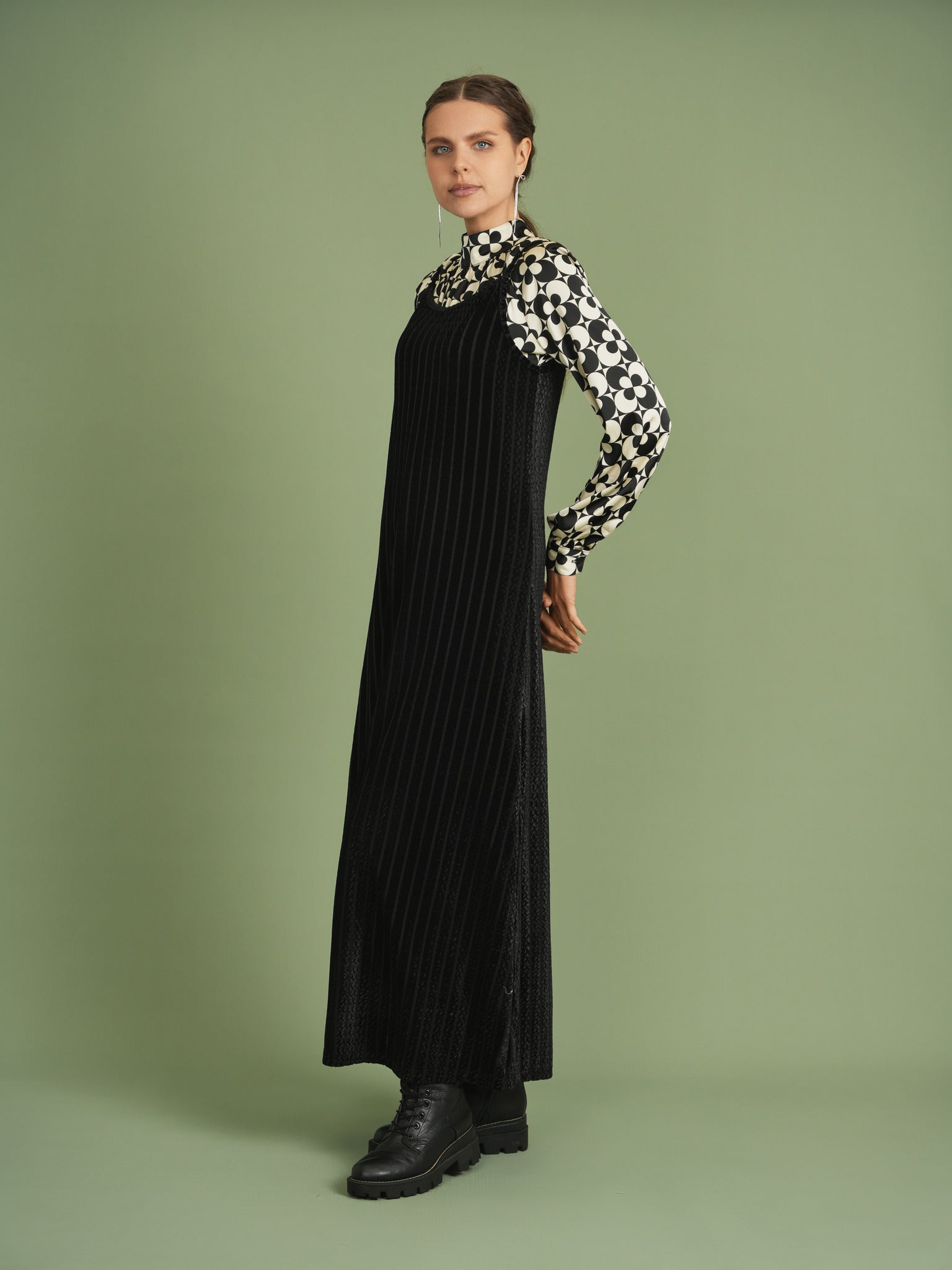 Slinky Velour Maxi Jumper in Black by Aspect