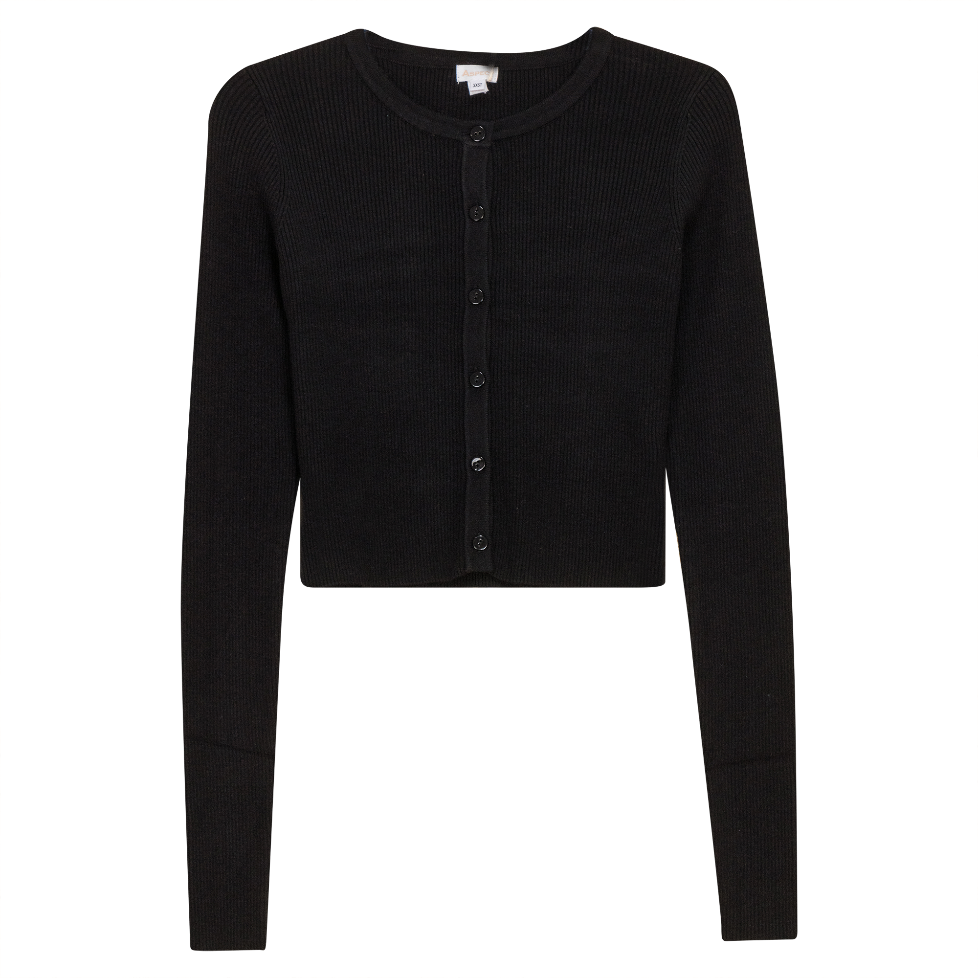 Rib Knit Cardigan in Black by Aspect