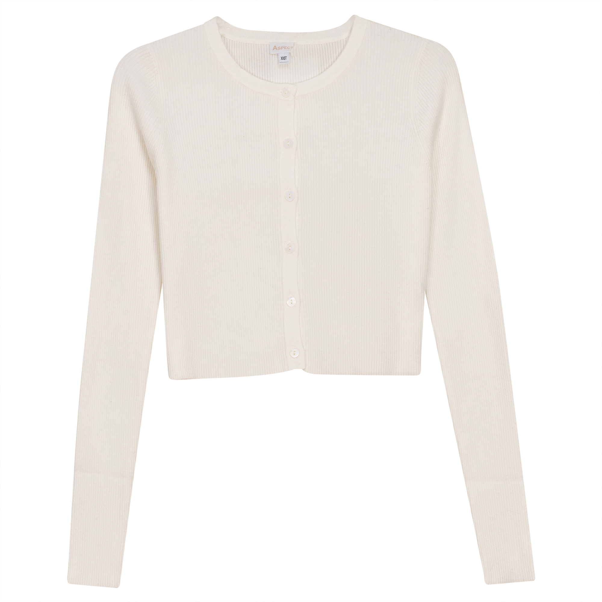 Rib Knit Cardigan in Off White by Aspect