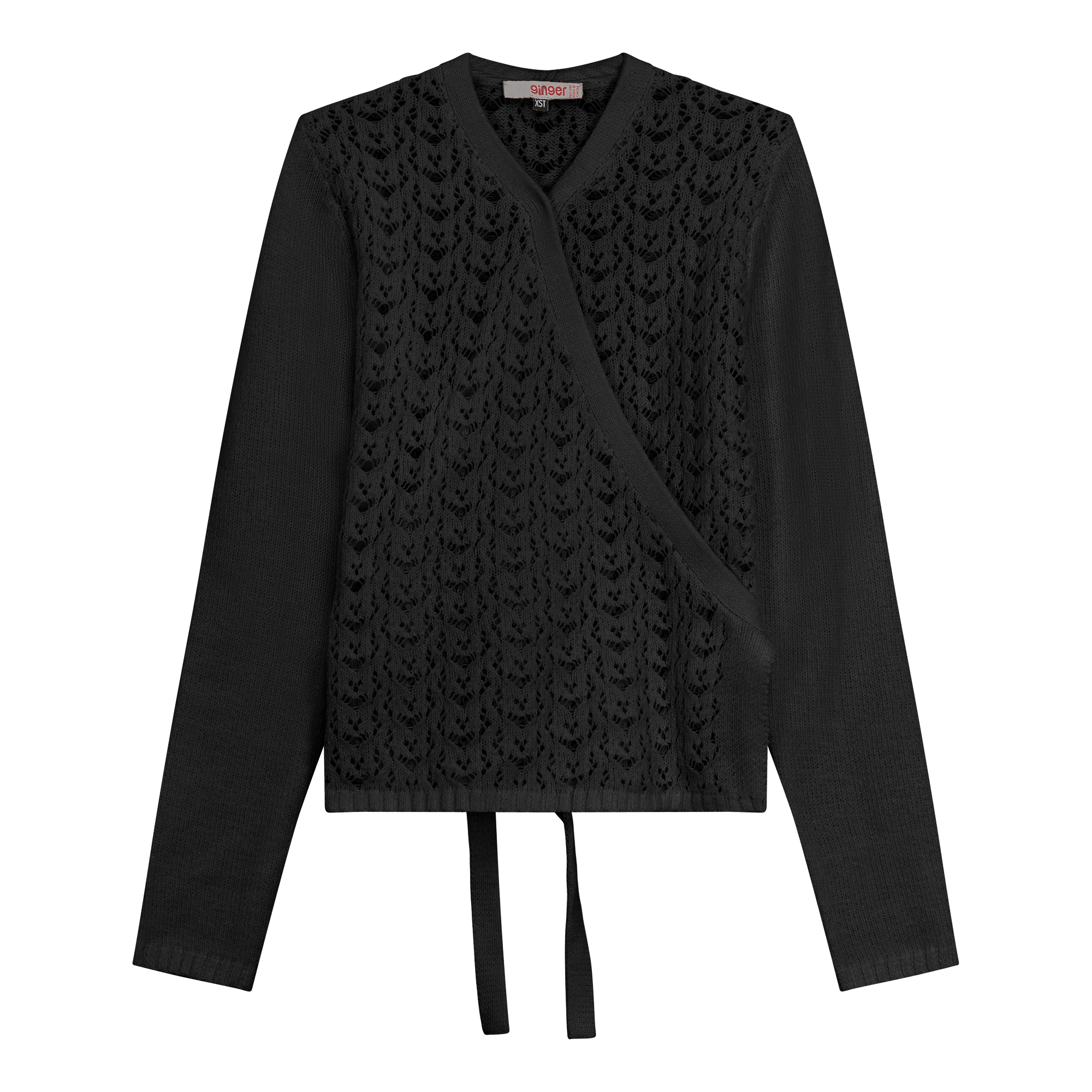 Knit Wrap Top in Black by Ginger