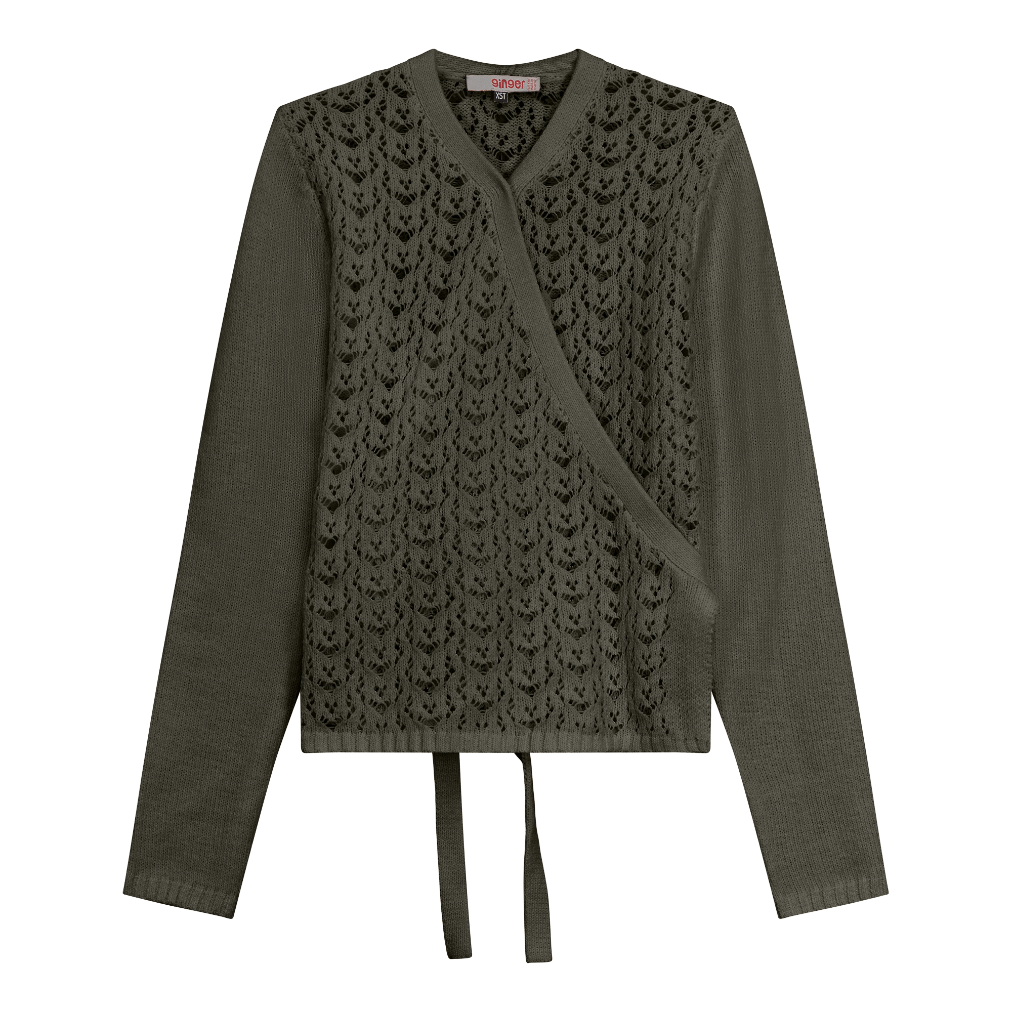 Knit Wrap Top in Olive by Ginger