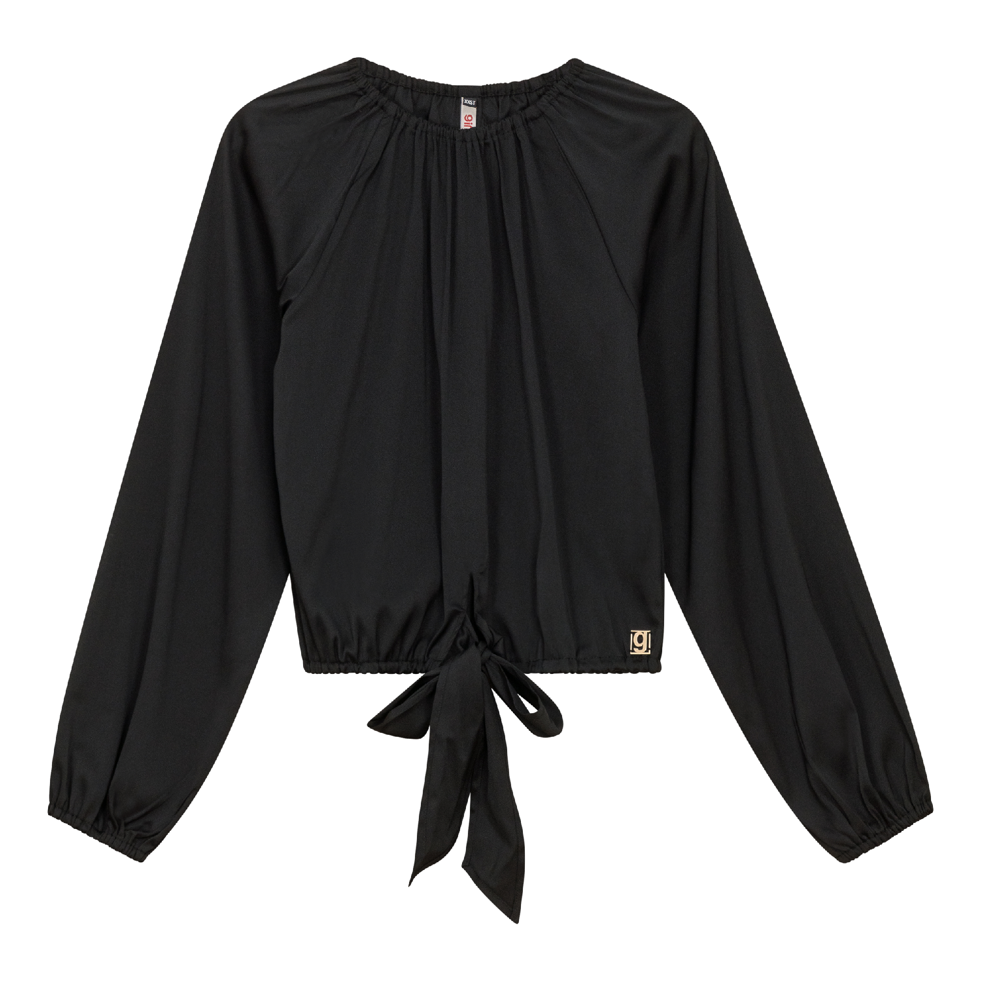 Woven Tie Top in Black by Ginger