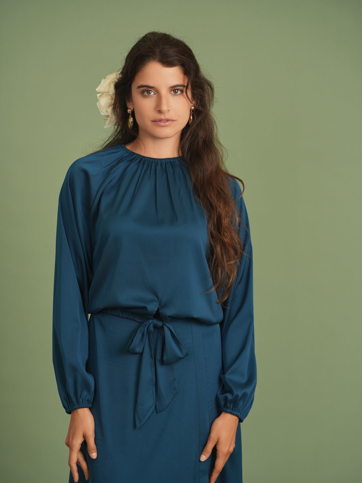 Woven Tie Top in Teal by Ginger