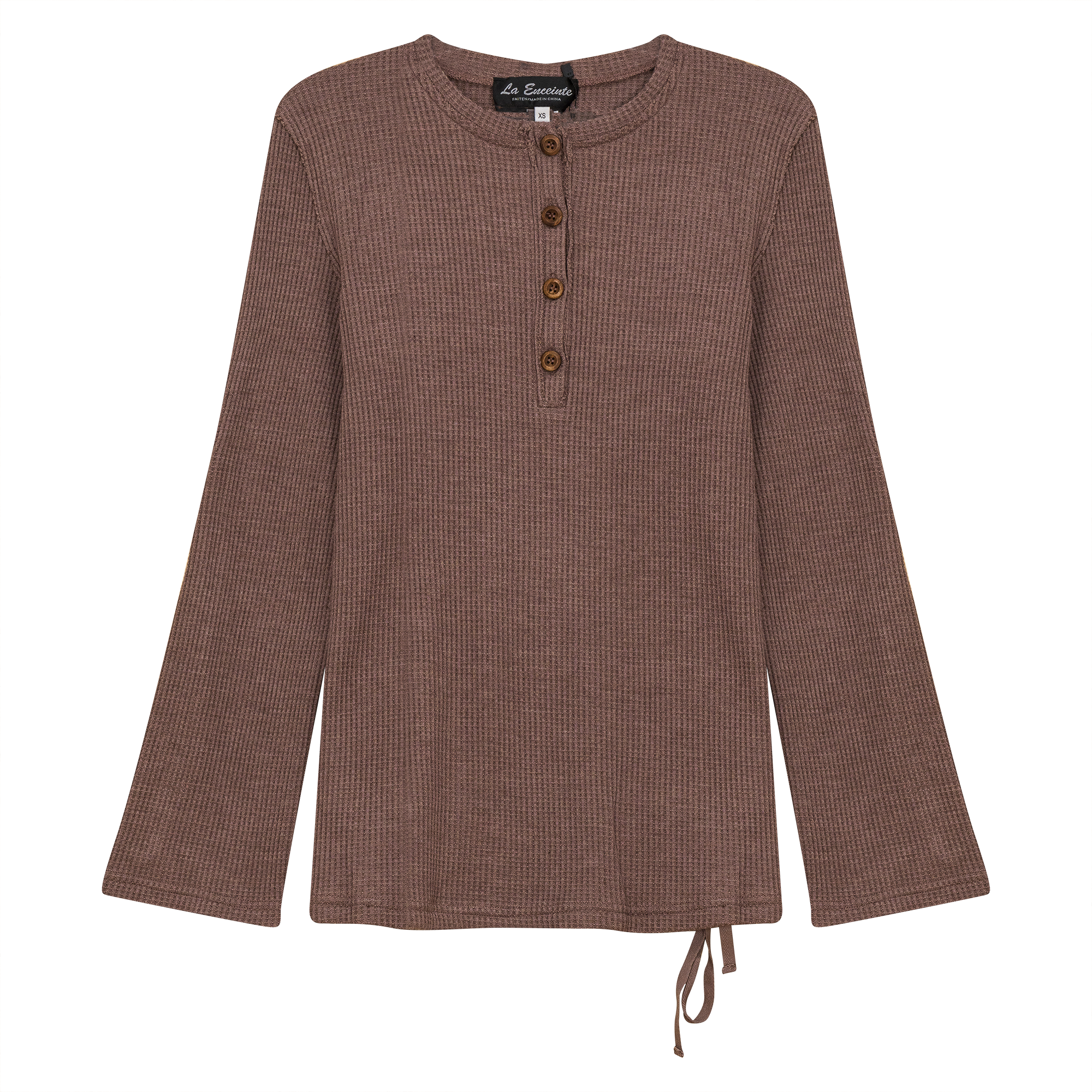 Maternity Henley Waffle Top in Mocha by La Enceinte