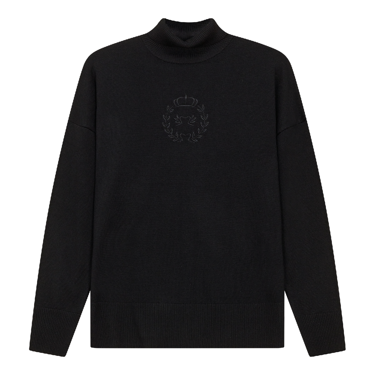 Maternity Emblem Turtle Neck Sweater in Black by Versatile