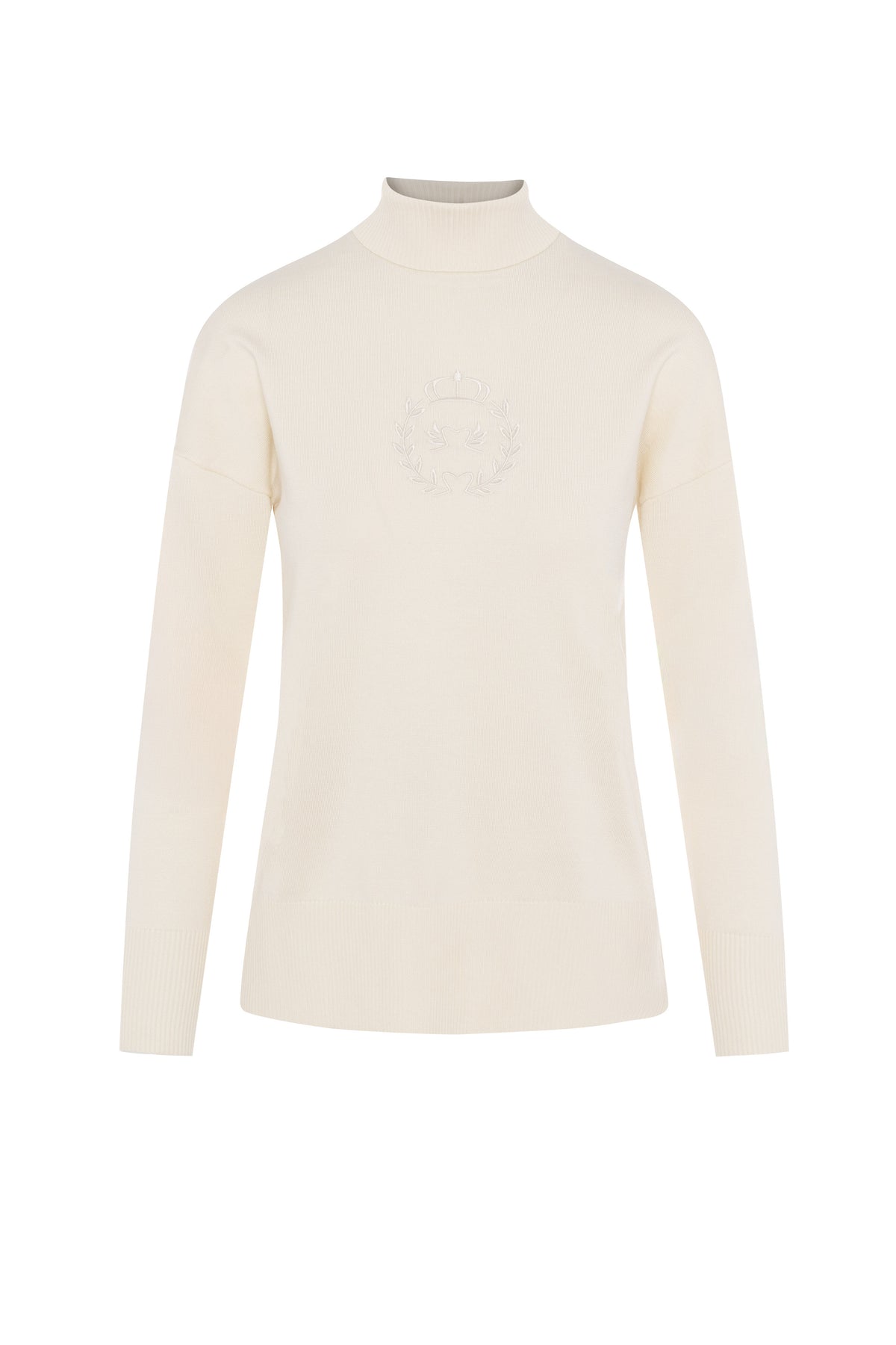 Maternity Emblem Turtle Neck Sweater in Cream by Versatile