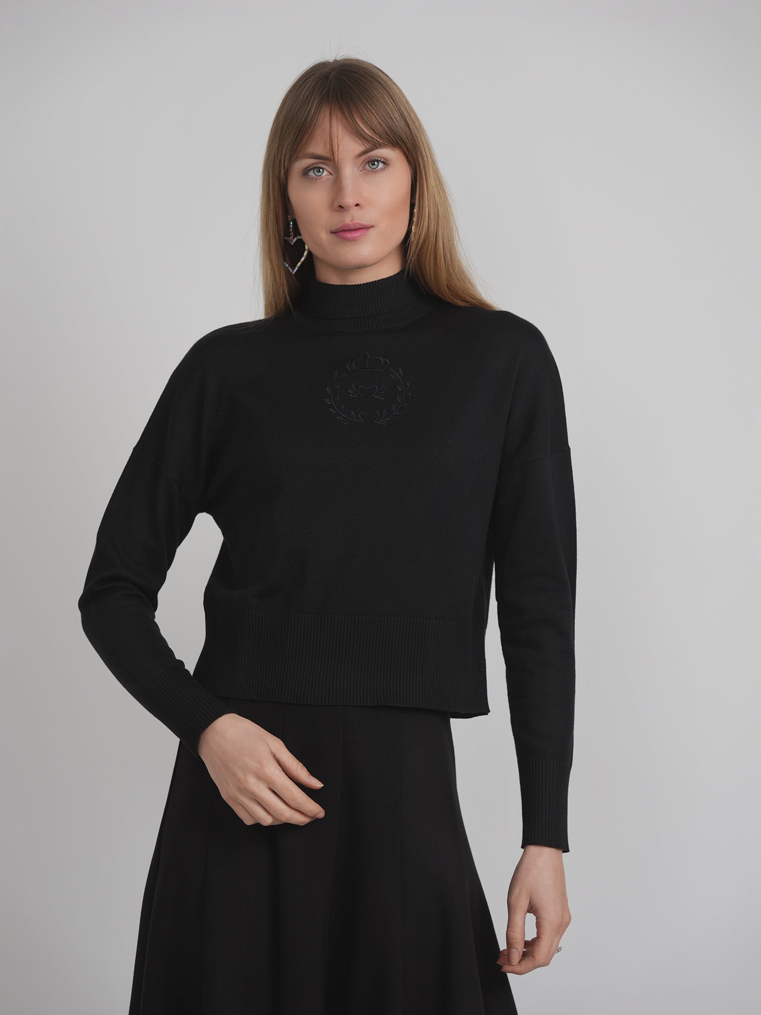 Maternity Emblem Turtle Neck Sweater in by Versatile