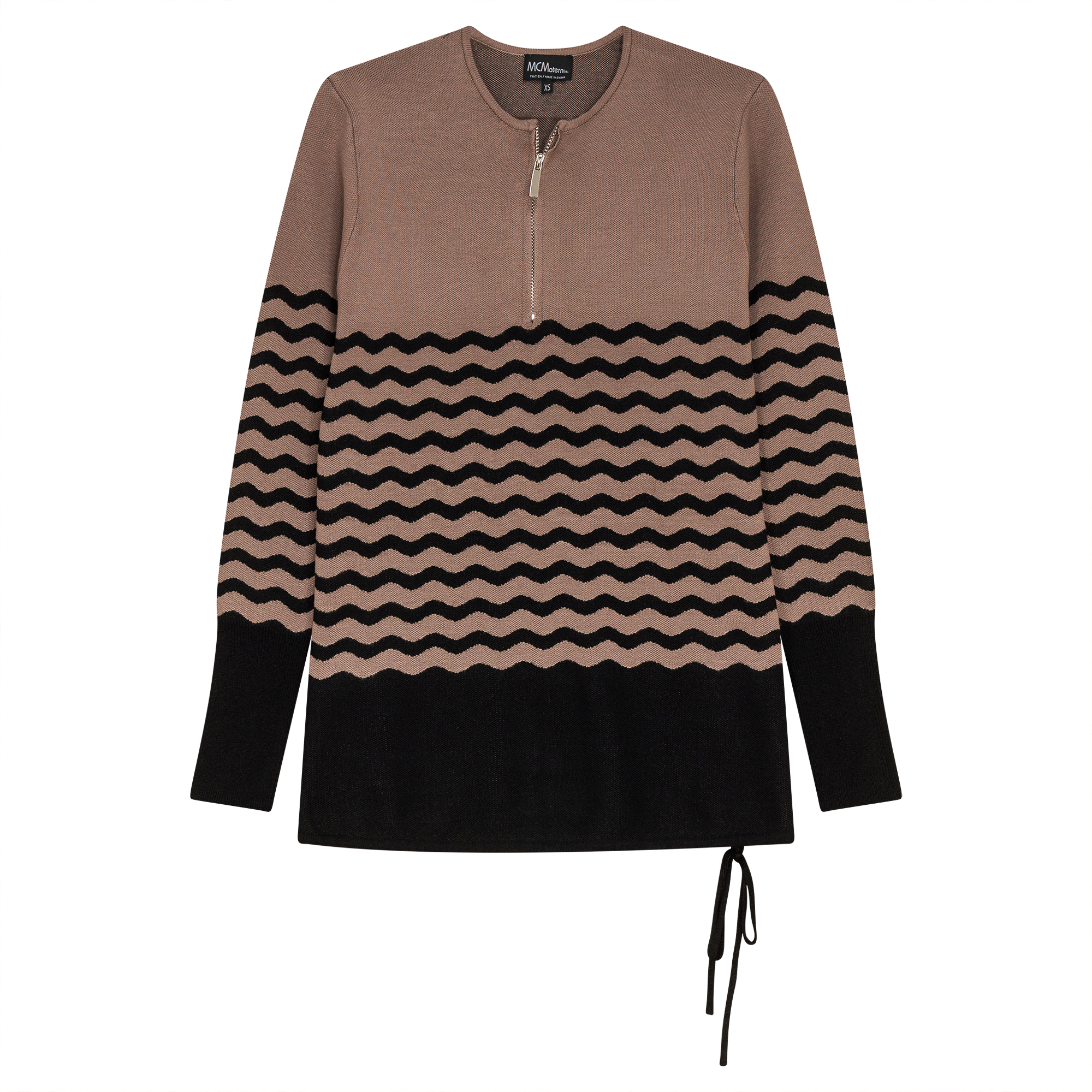 Maternity Color Blocked Henley Sweater in Mocha by MCM