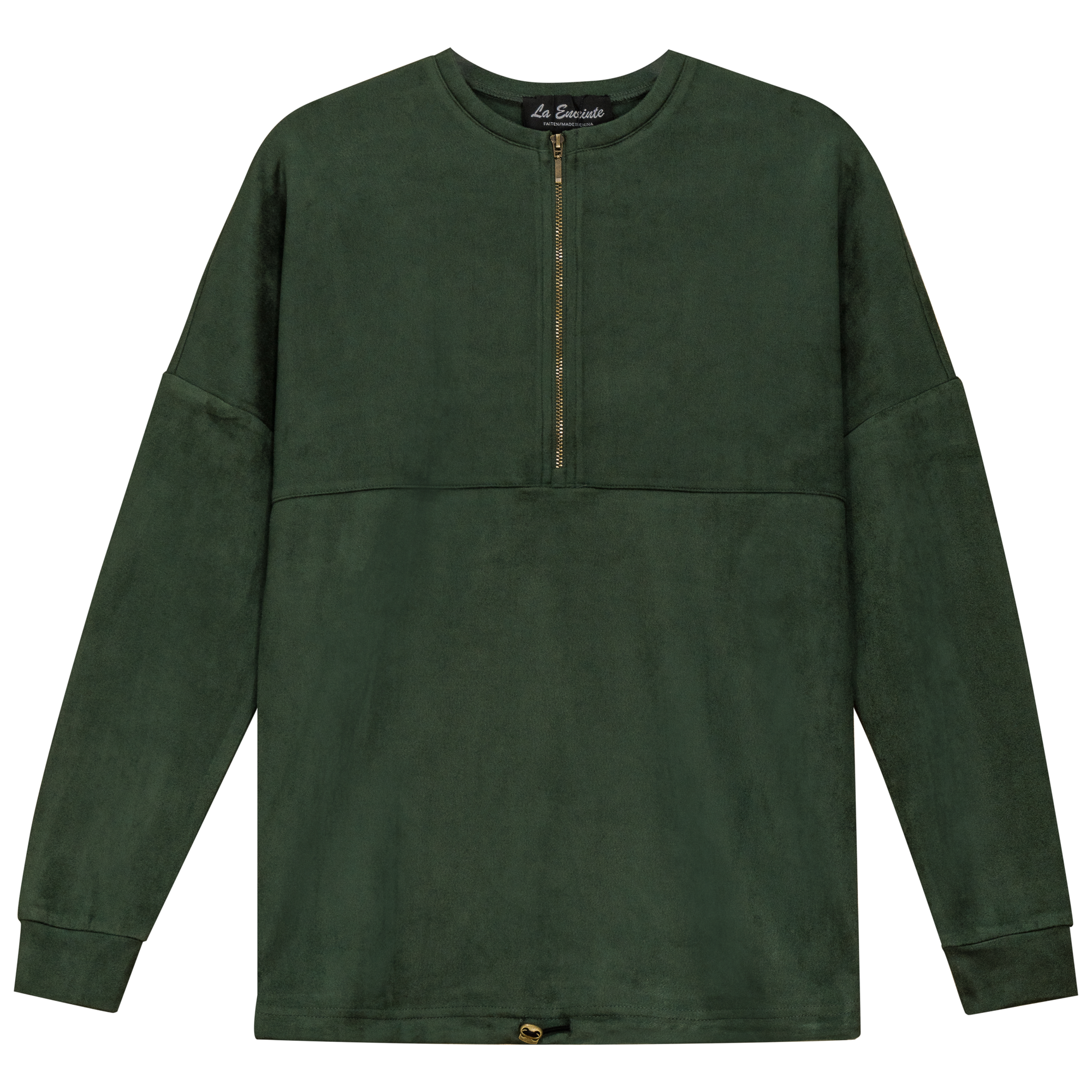 Maternity Henley Bungee Suede Top in Hunter by La Enceinte