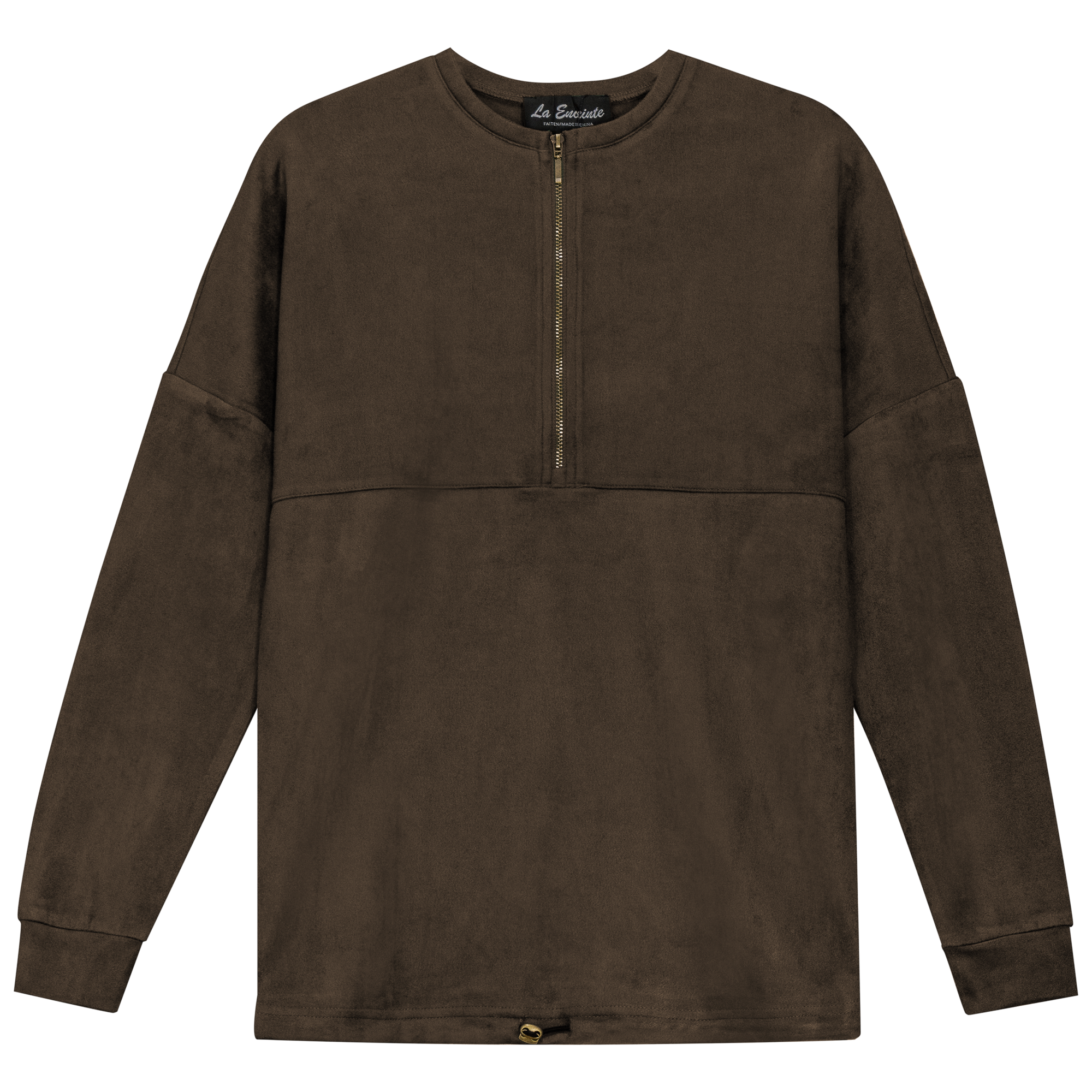 Maternity Henley Bungee Suede Top in Mocha by La Enceinte