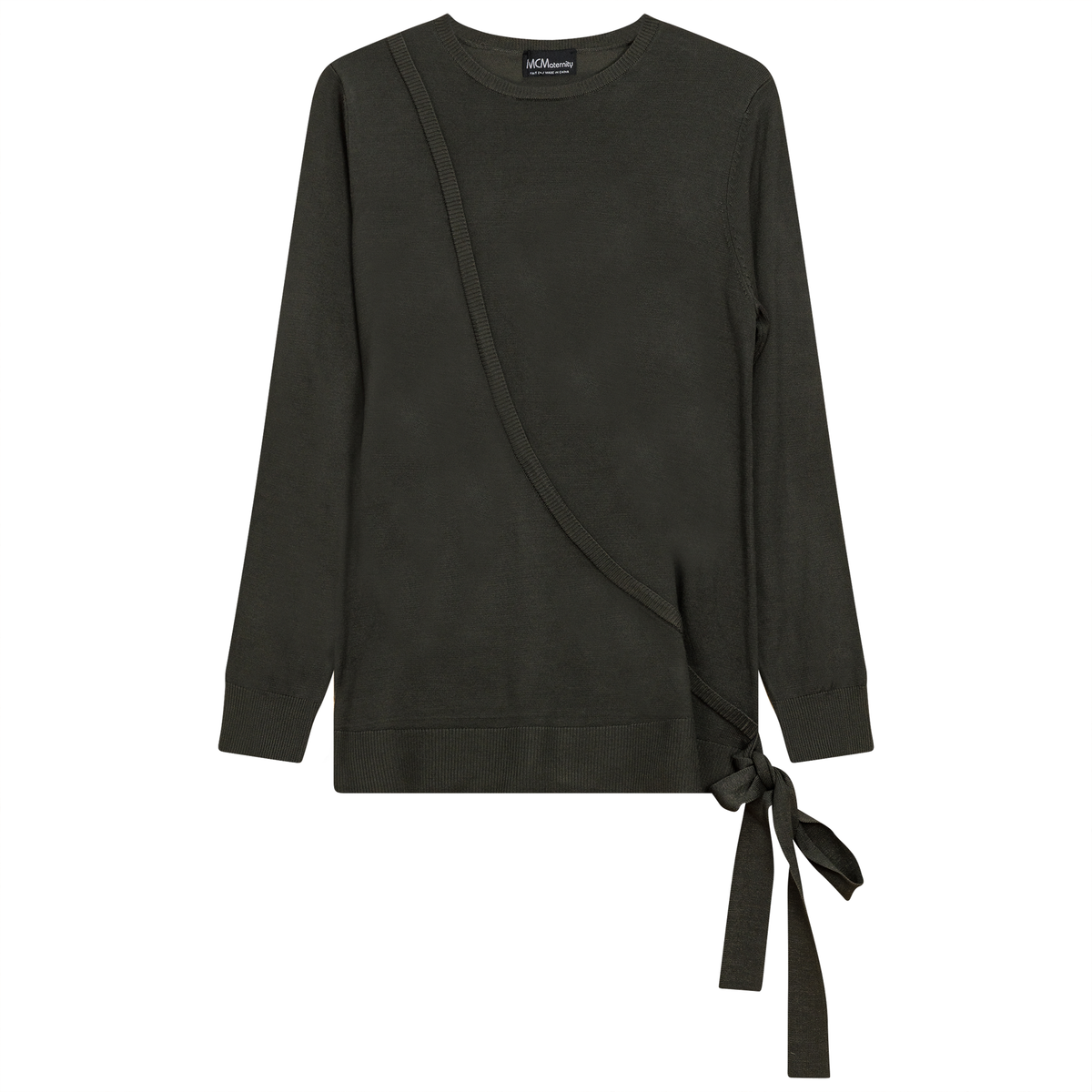 Maternity Fake Wrap Sweater in Dark Olive by MCM