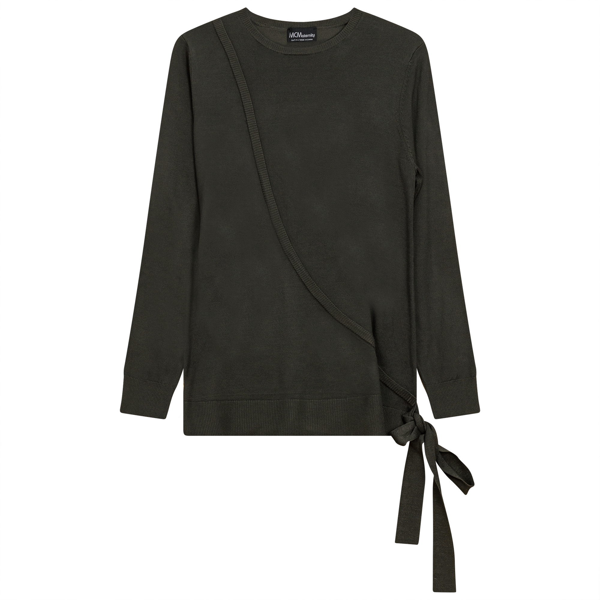 Maternity Fake Wrap Sweater in Dark Olive by MCM