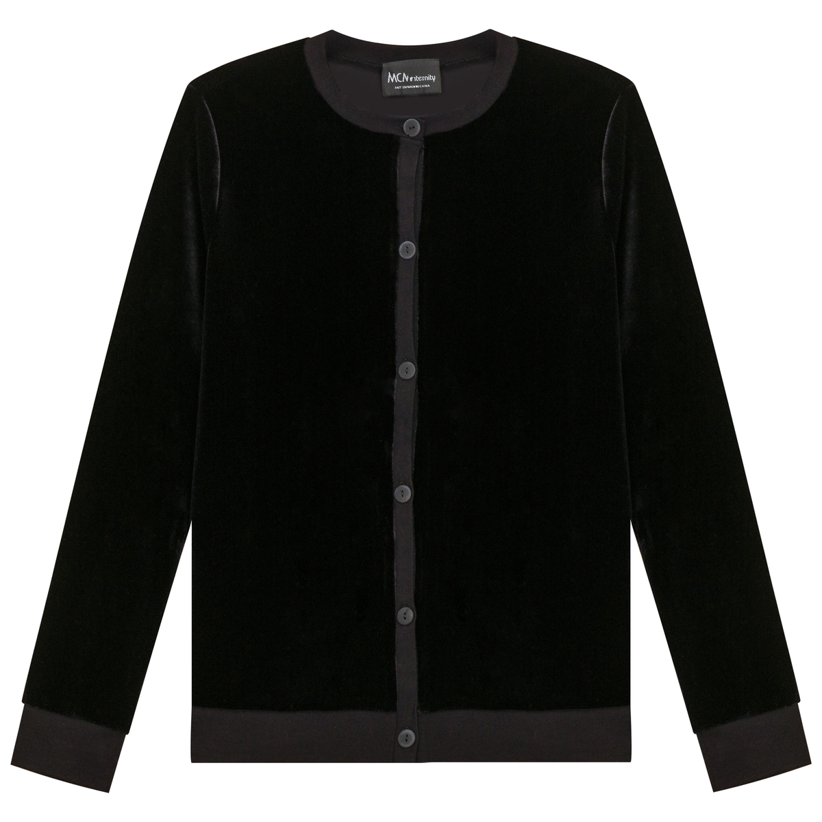 Maternity Slinky Velour Crop Cardigan in Black by MCM