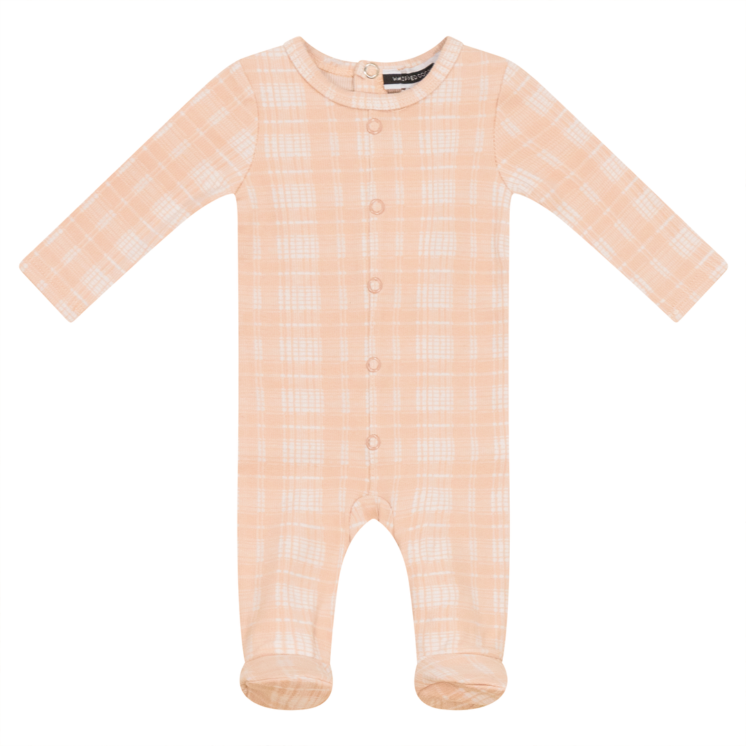 Brushed Rib Plaid Onesie Light Pink Baby Romper by {{ product_vemdor}}