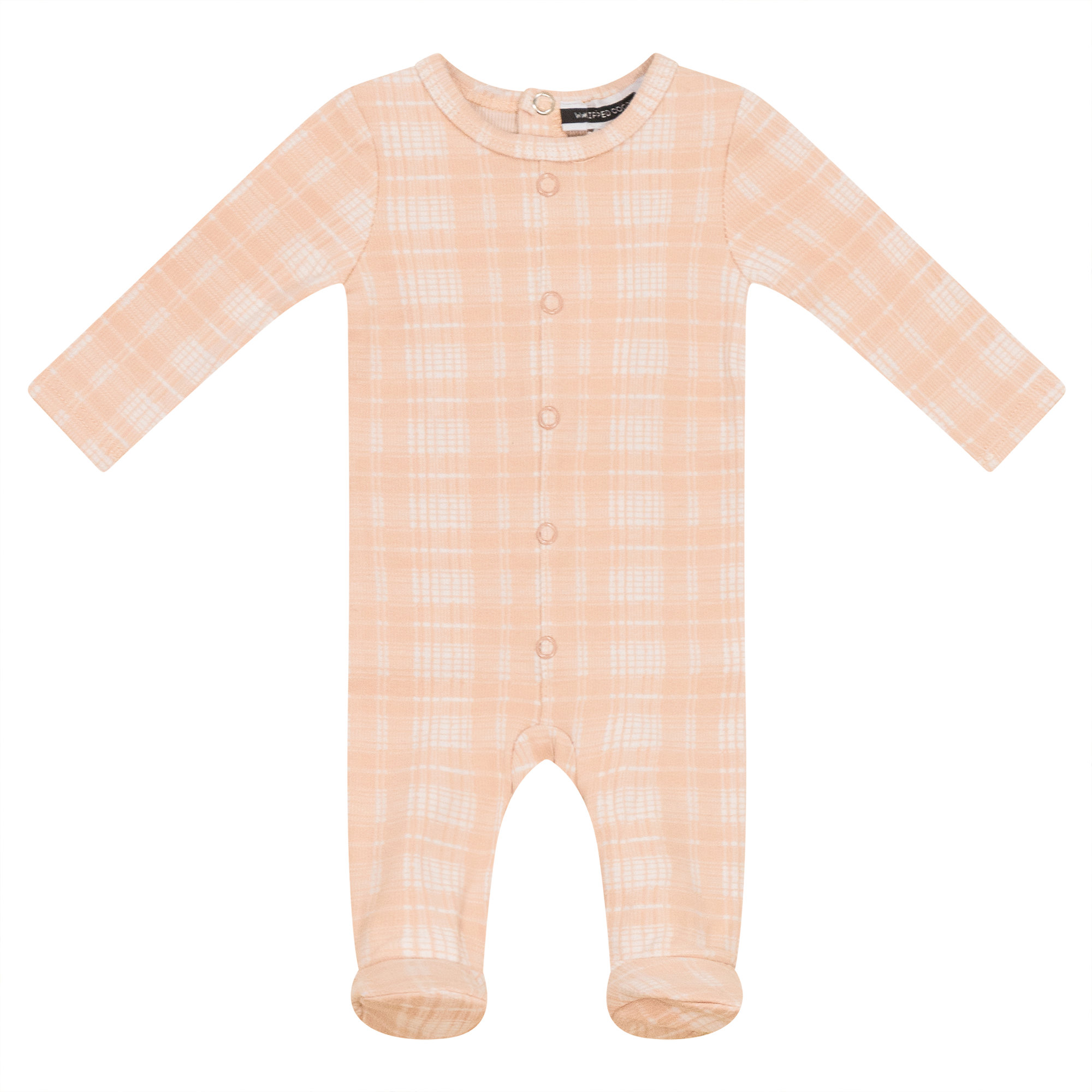Brushed Rib Plaid Onesie in Light Pink by Whipped Cocoa