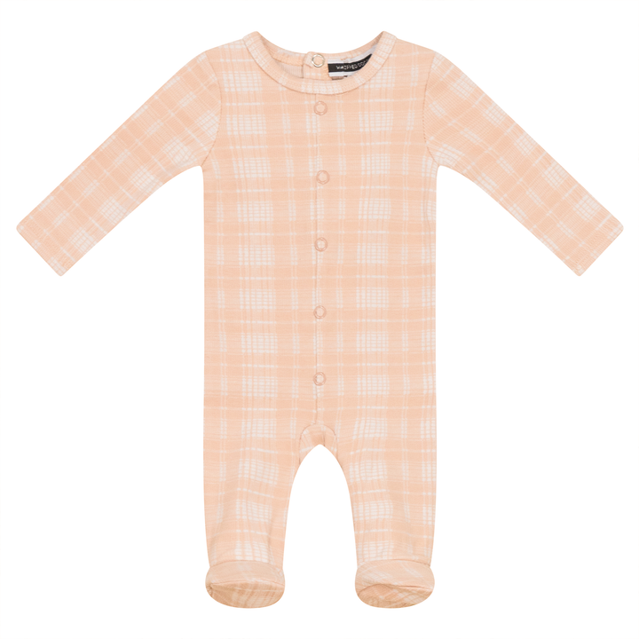 Brushed Rib Plaid Onesie Light Pink Baby Romper by {{ product_vemdor}}