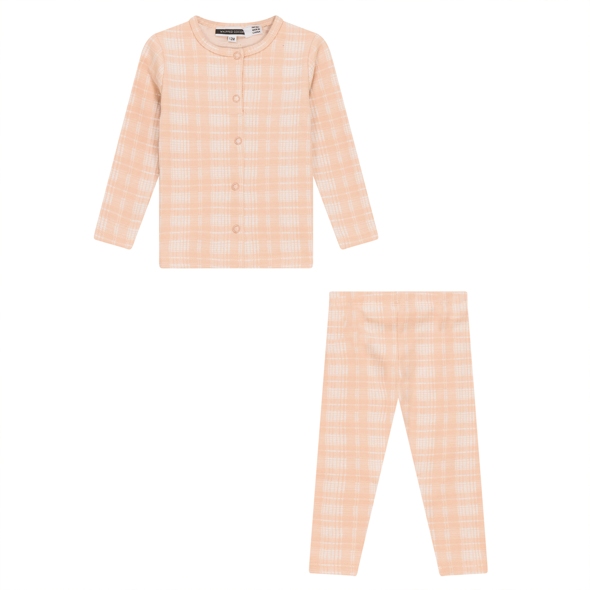Brushed Rib Plaid 2Pc Set in Light Pink by Whipped Cocoa