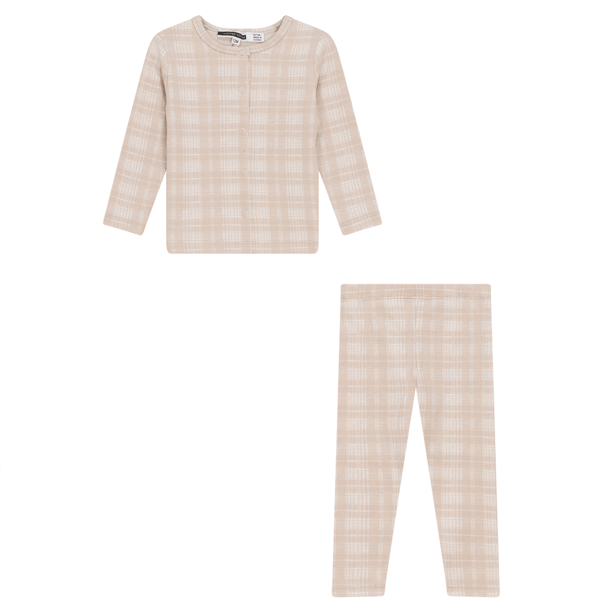 Brushed Rib Plaid 2Pc Set in Taupe by Whipped Cocoa