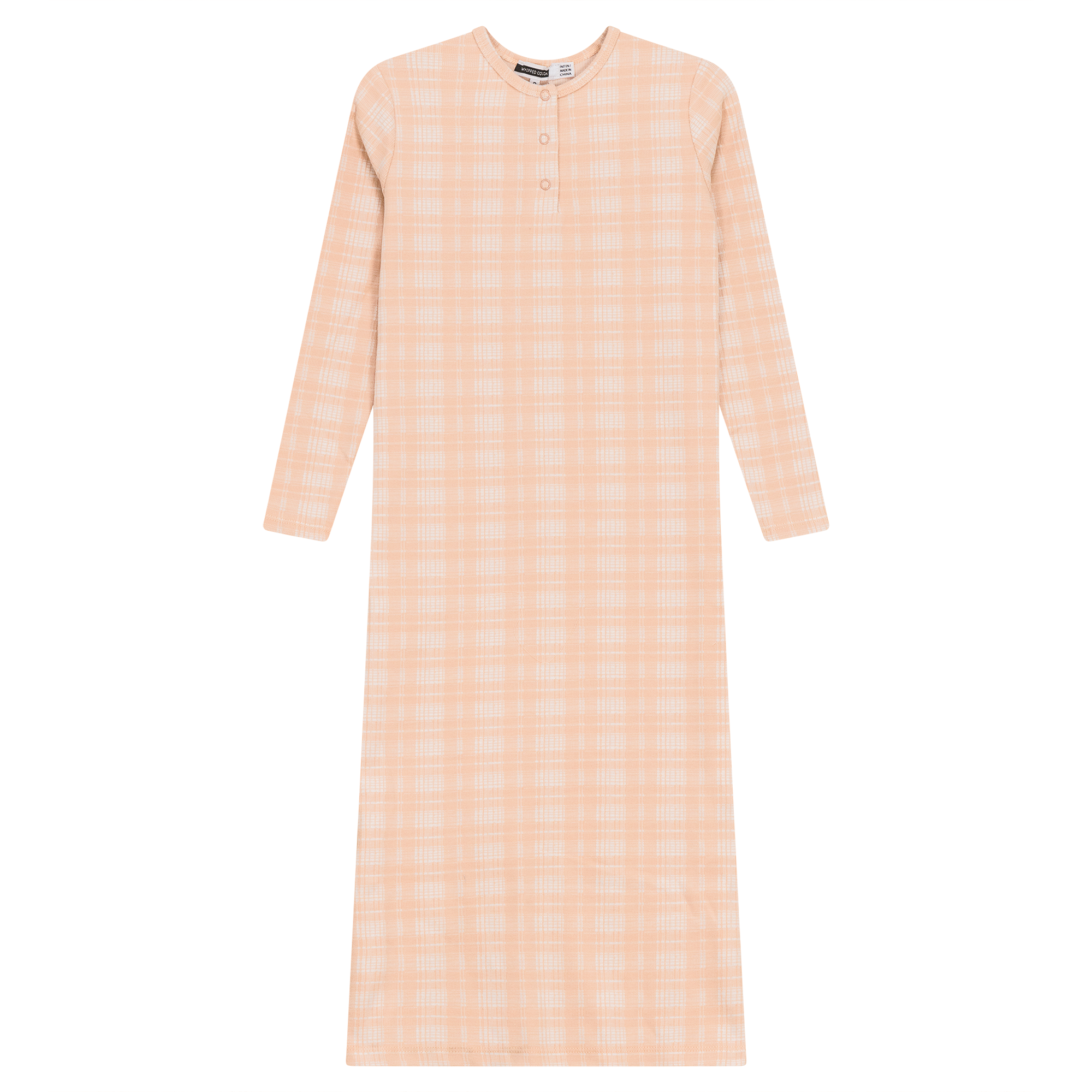 Brushed Rib Plaid Night Gown in Light Pink by Whipped Cocoa
