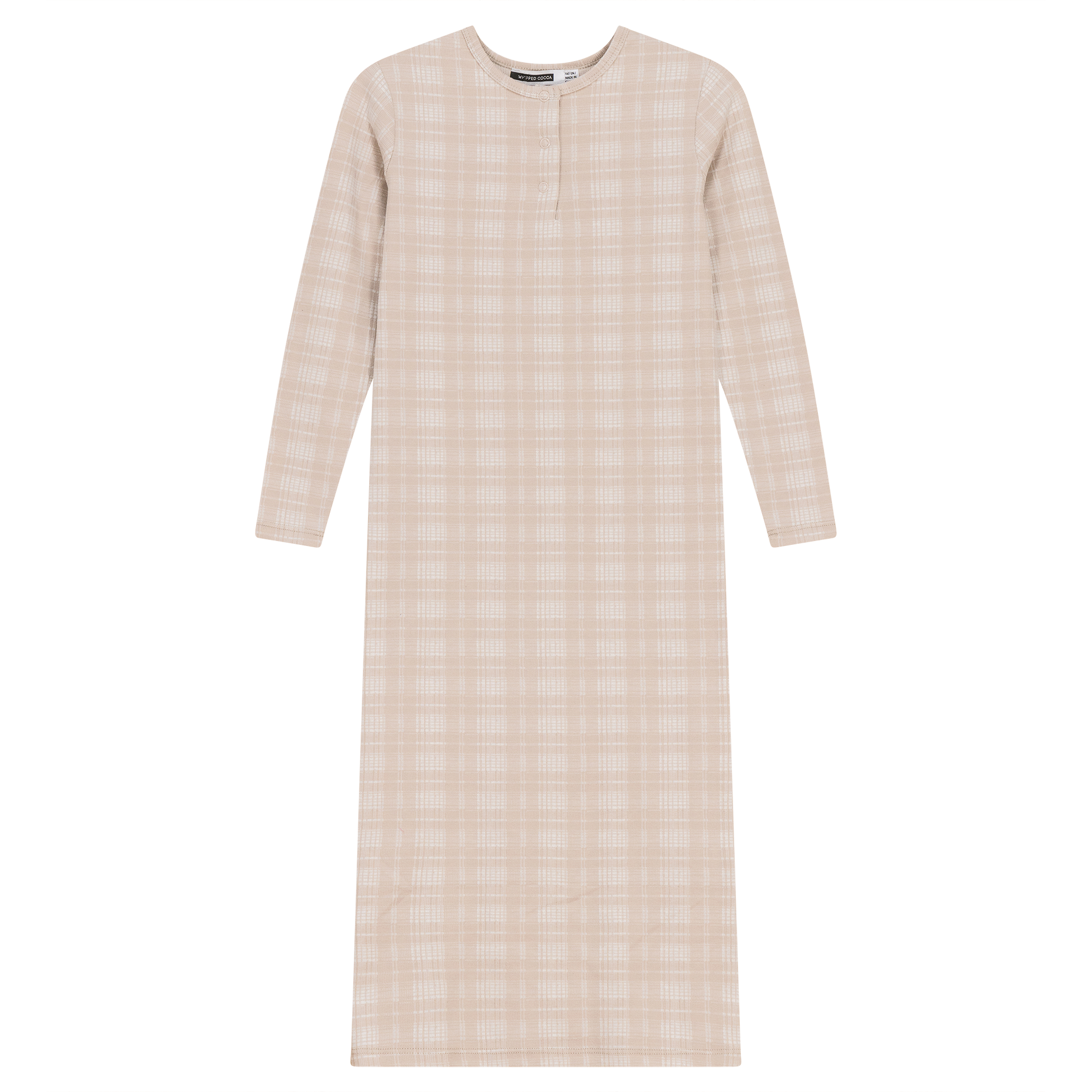 Brushed Rib Plaid Night Gown in Taupe by Whipped Cocoa