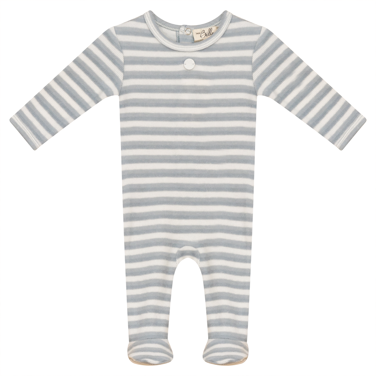 Striped Rib Onesie in Blue by Bebe Bella